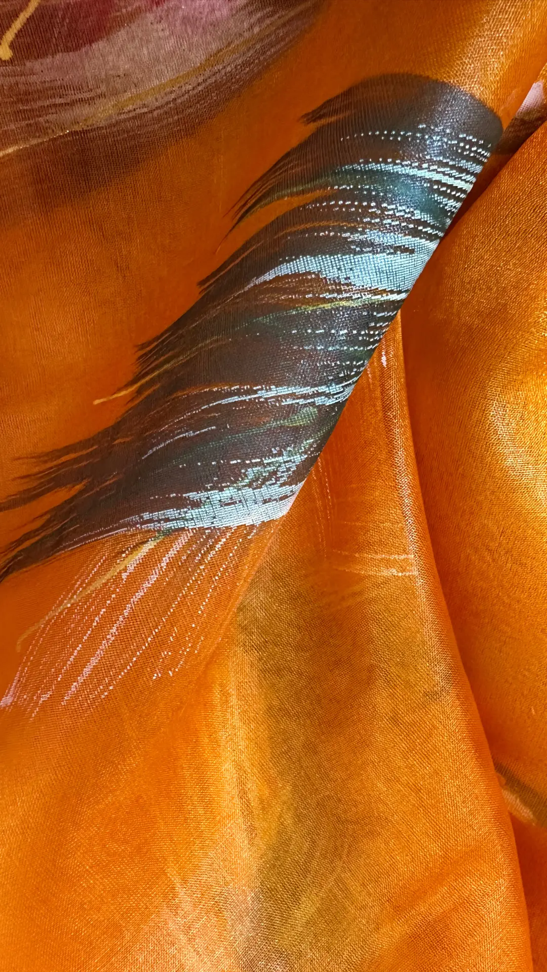 Deep Red Soft Organza Silk Saree with Elegant Foil Print  Zari Border