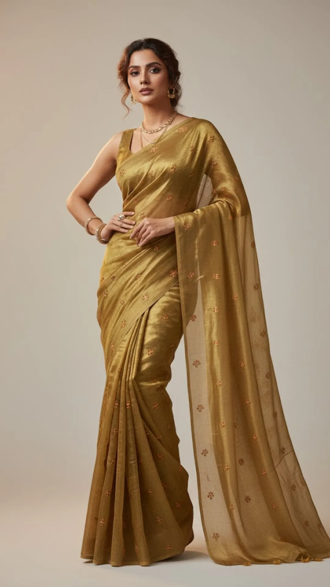 Tussar Tissue silk saree with floral weaving work