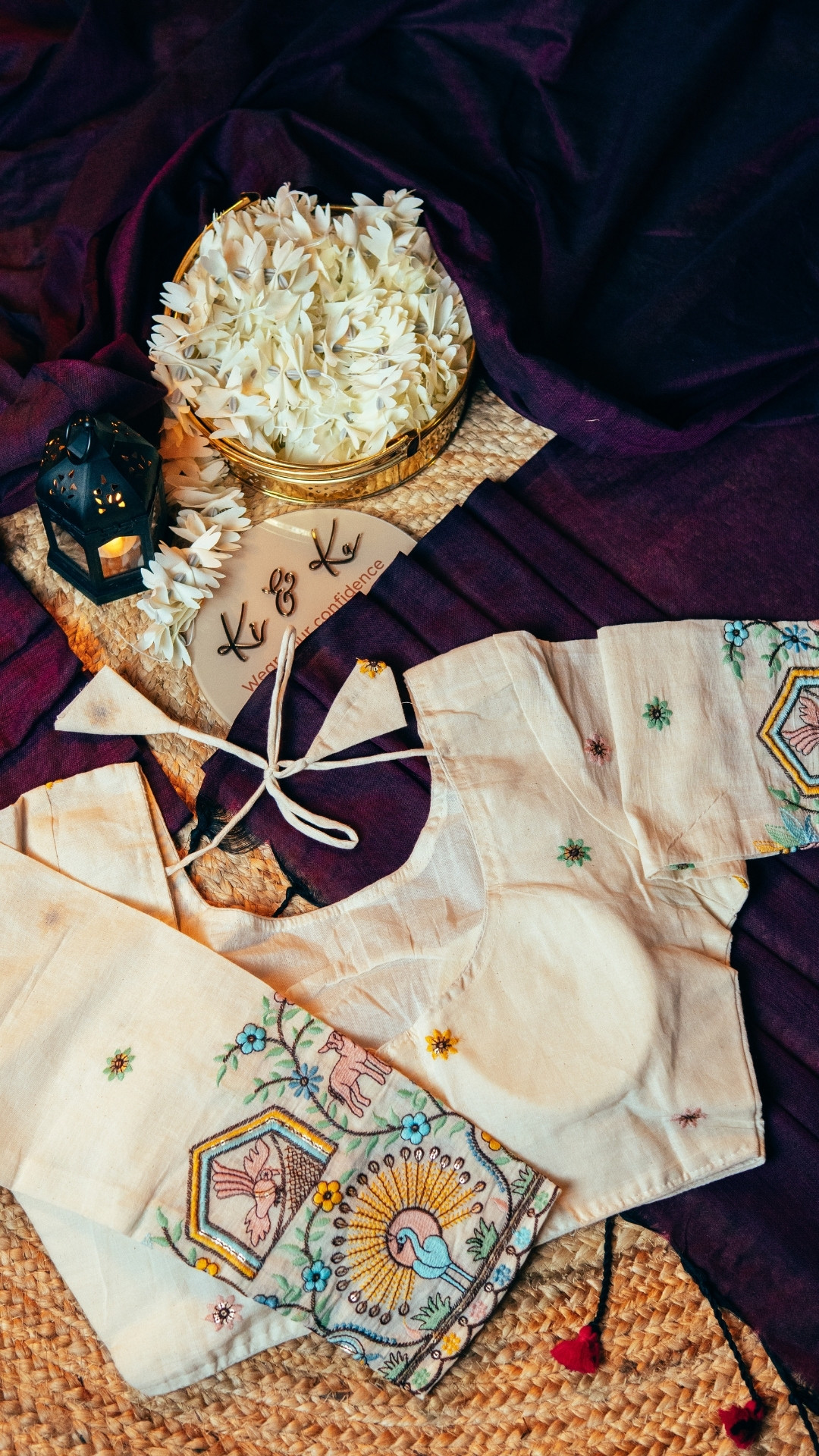 Plum Khadi Cotton Saree with khadi cotton blouse