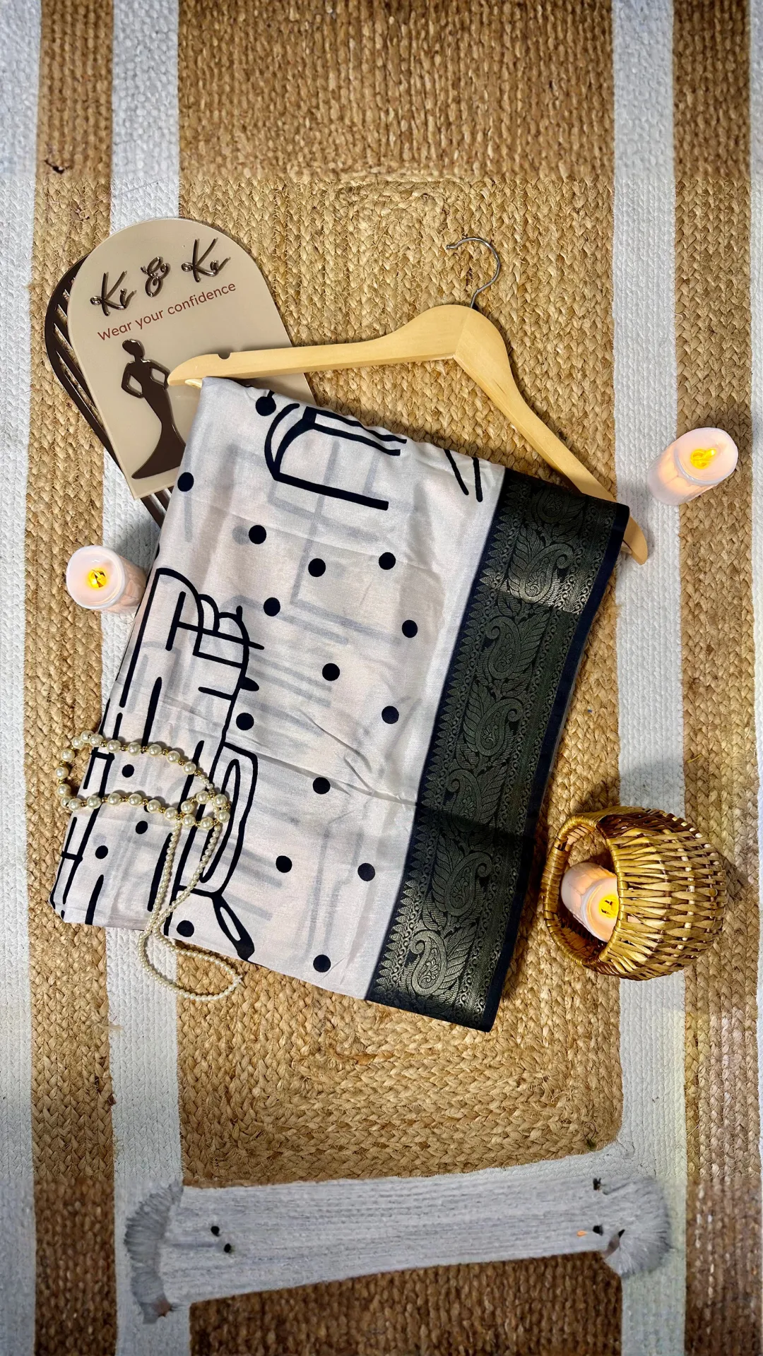 Malti digital printed tussar silk saree with zari motif border