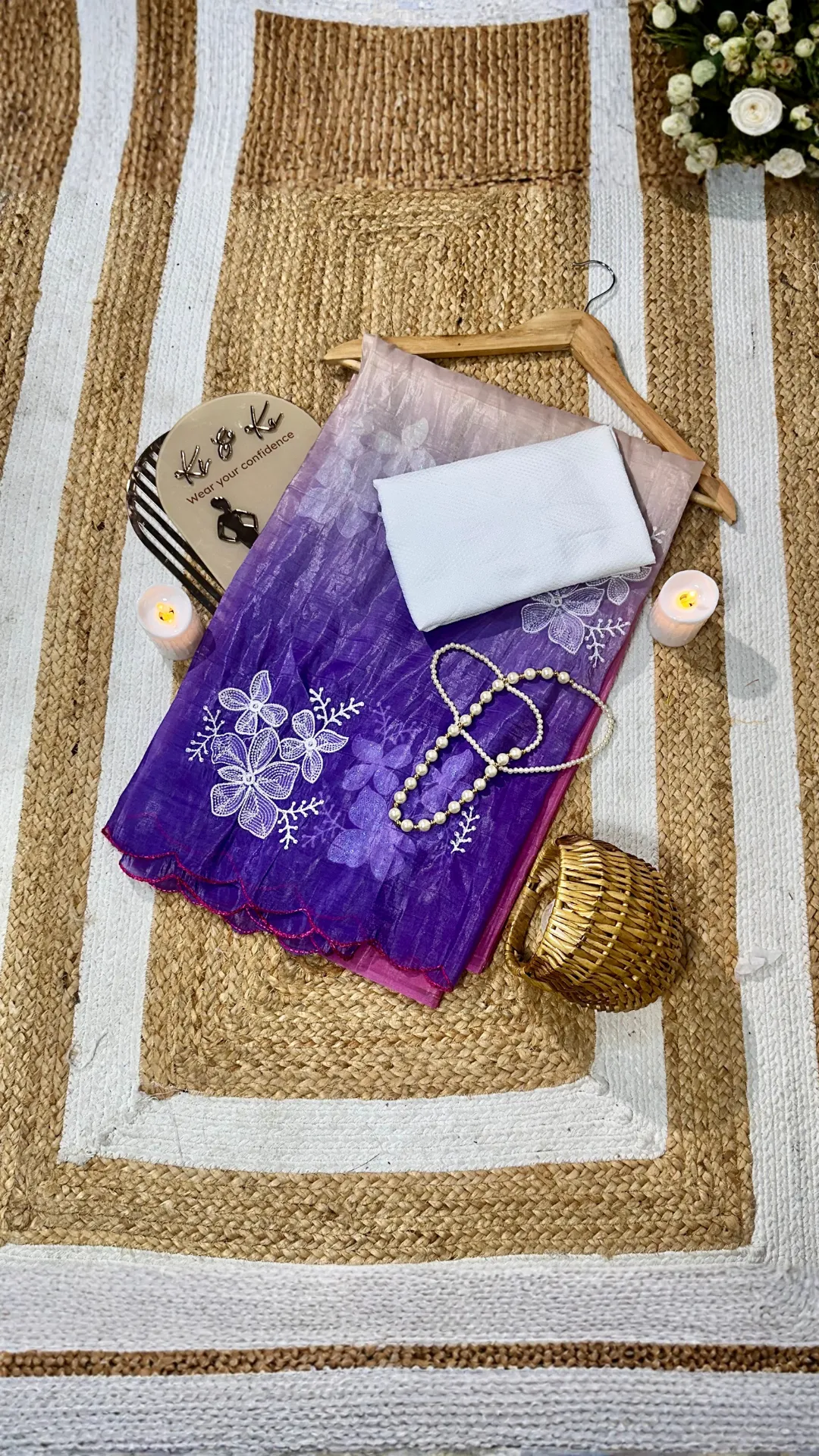 Multi colour soft crush silk saree with fancy embroidery work