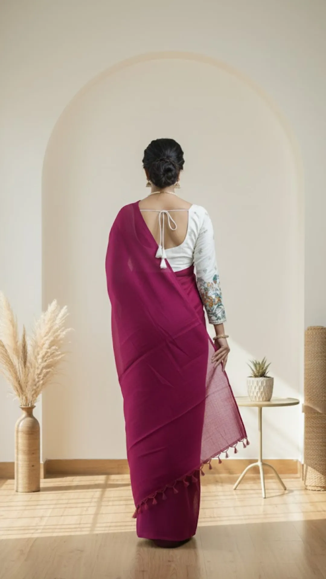 Pastel Fancy Khadi Cotton Saree with Contrast Printed Blouse