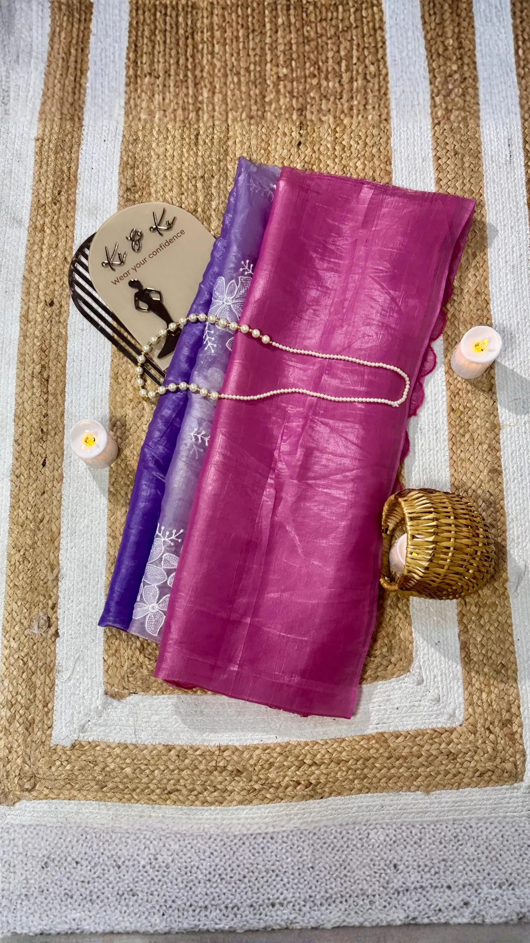 Multi colour soft crush silk saree with fancy embroidery work