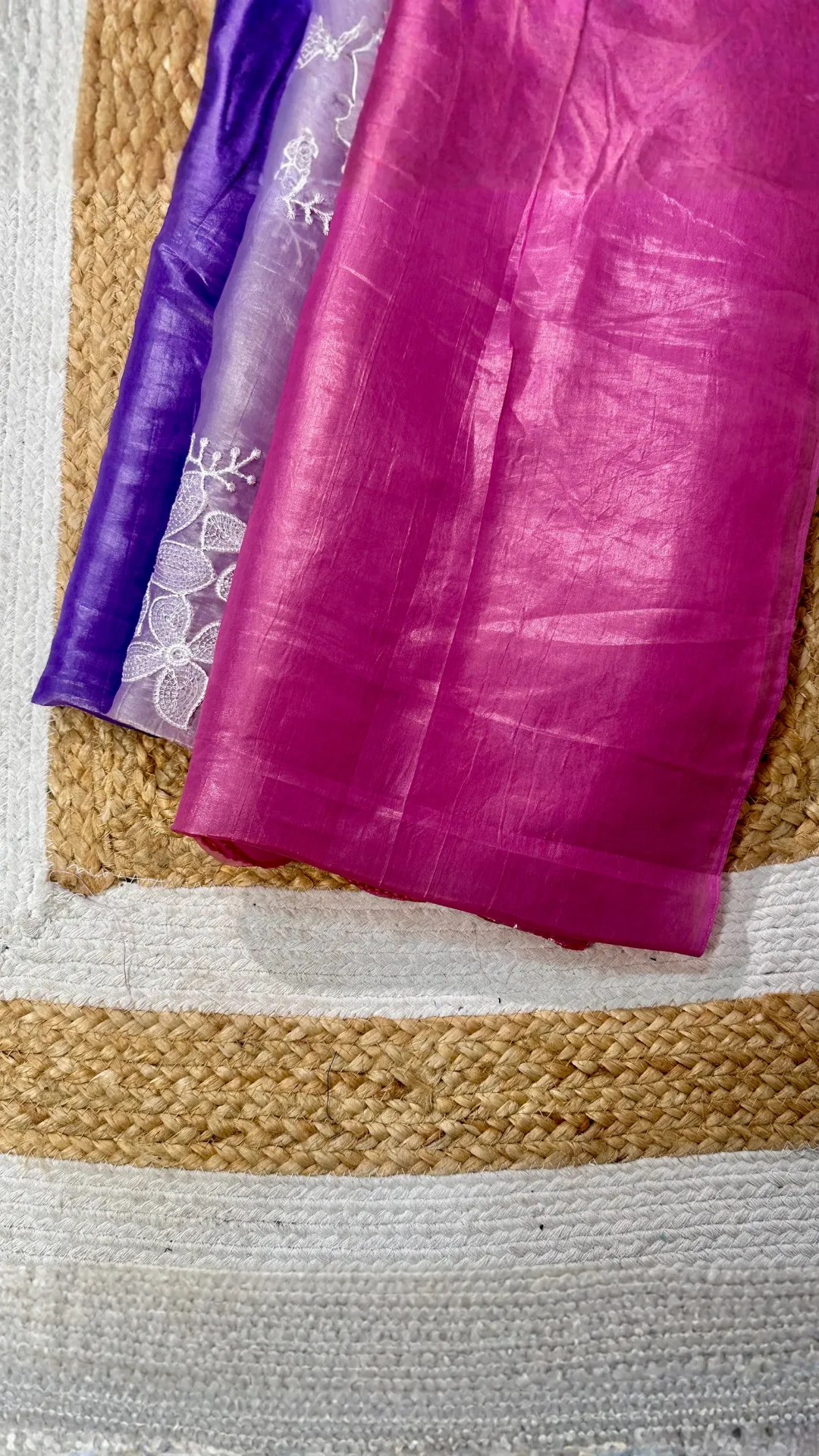 Multi colour soft crush silk saree with fancy embroidery work
