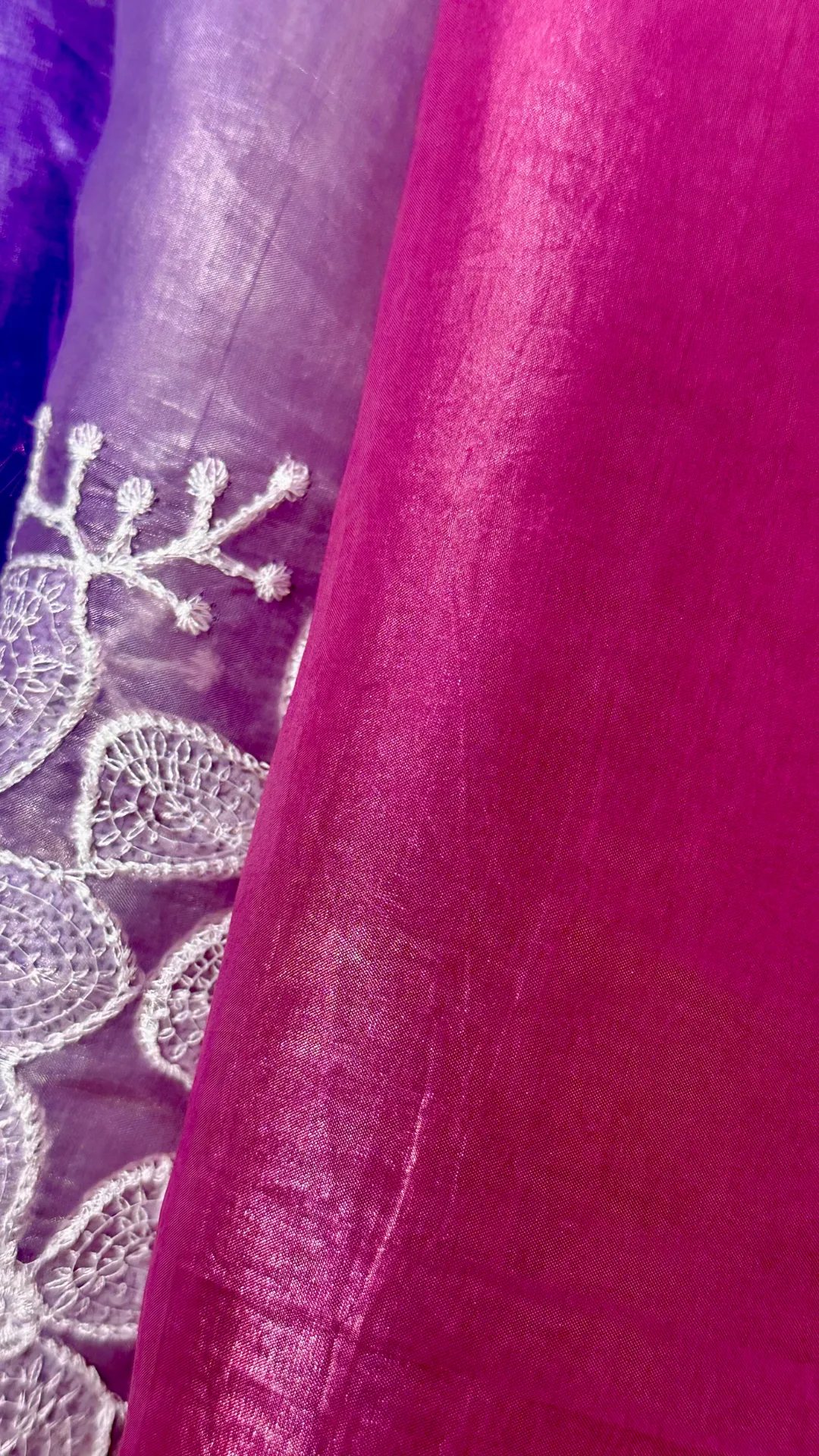 Multi colour soft crush silk saree with fancy embroidery work