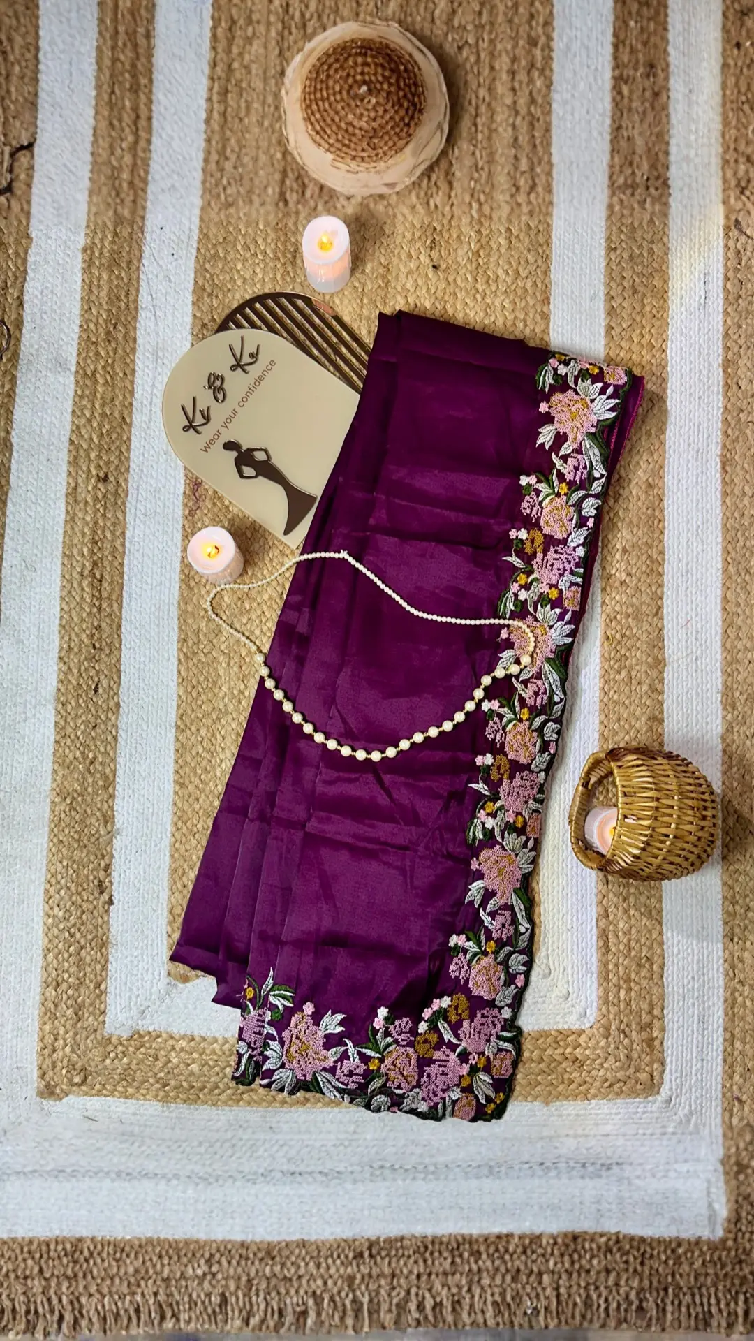 Magenta and Black color fancy tussar silk saree with embroidery cutwork border