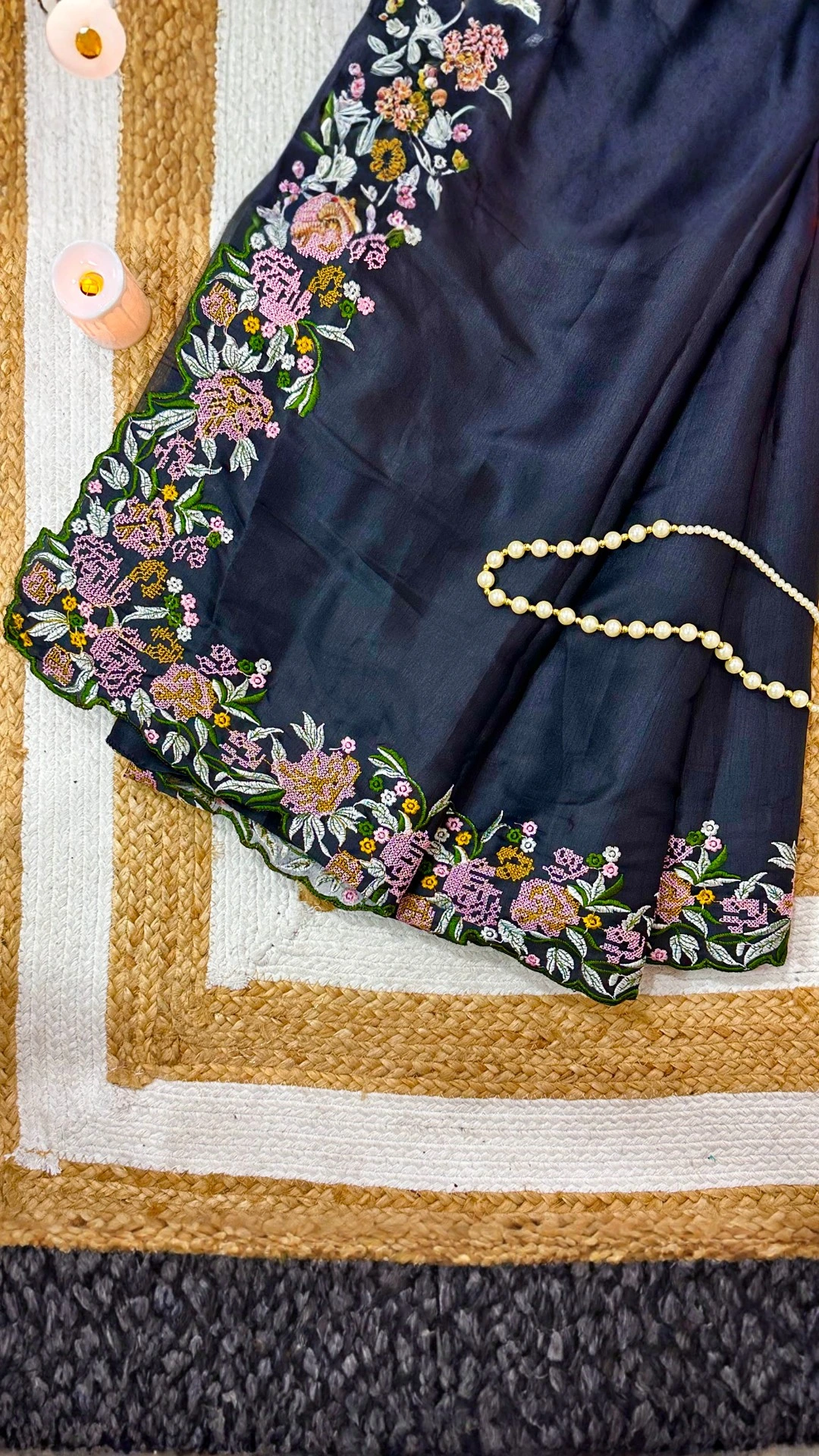 Magenta and Black color fancy tussar silk saree with embroidery  cutwork border