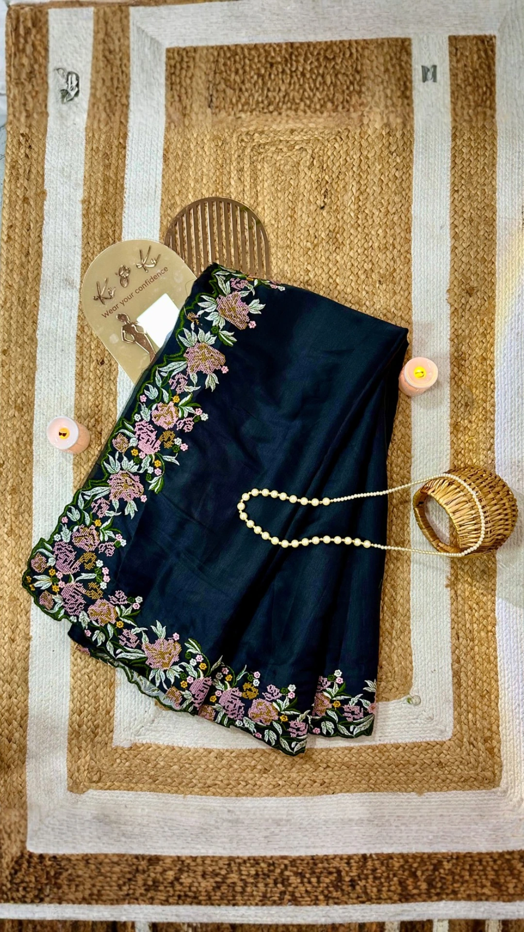 Magenta and Black color fancy tussar silk saree with embroidery  cutwork border