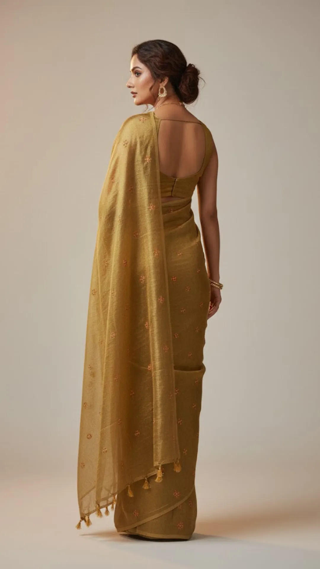 Tussar Tissue silk saree with floral weaving work