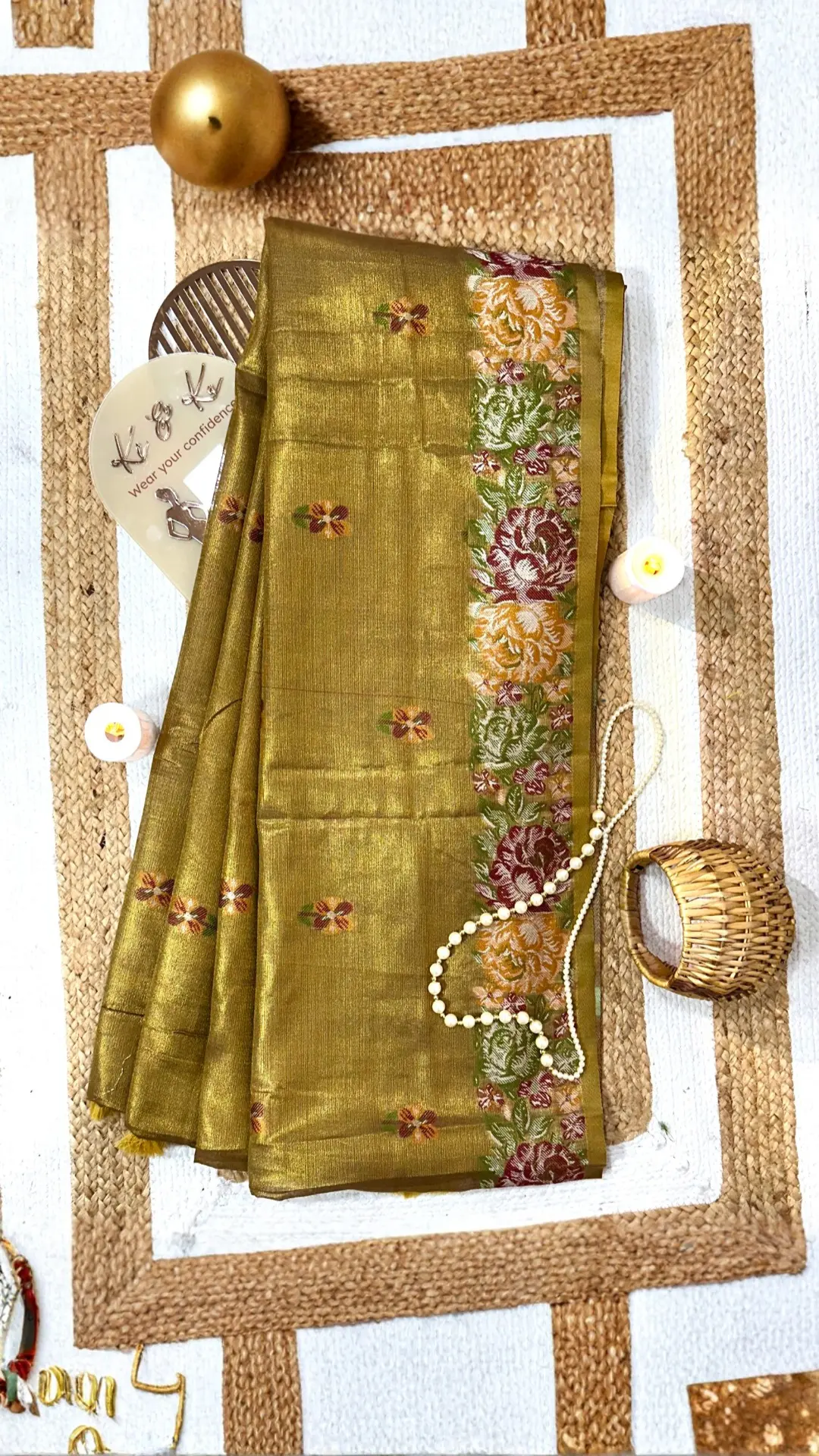 Tussar Tissue silk saree with floral weaving work