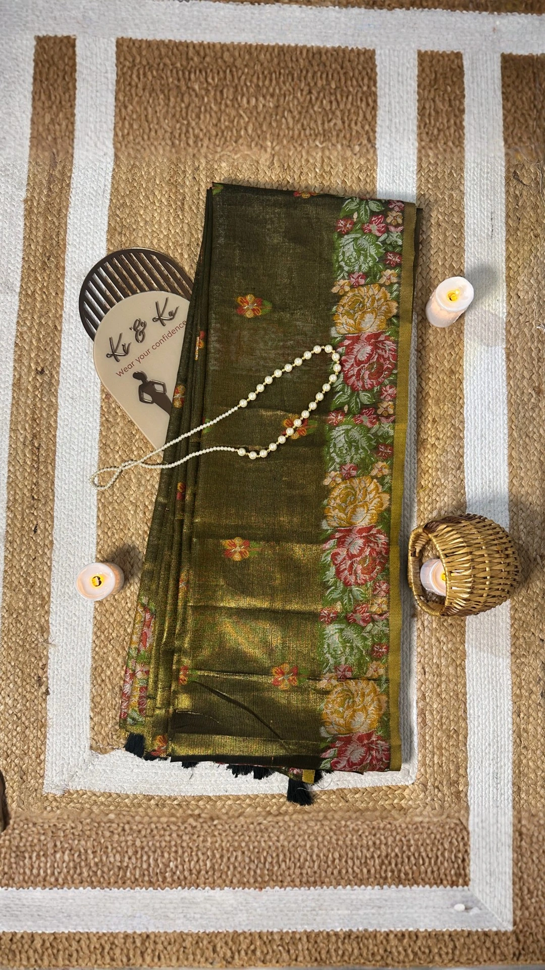 Tussar Tissue silk saree with floral weaving work