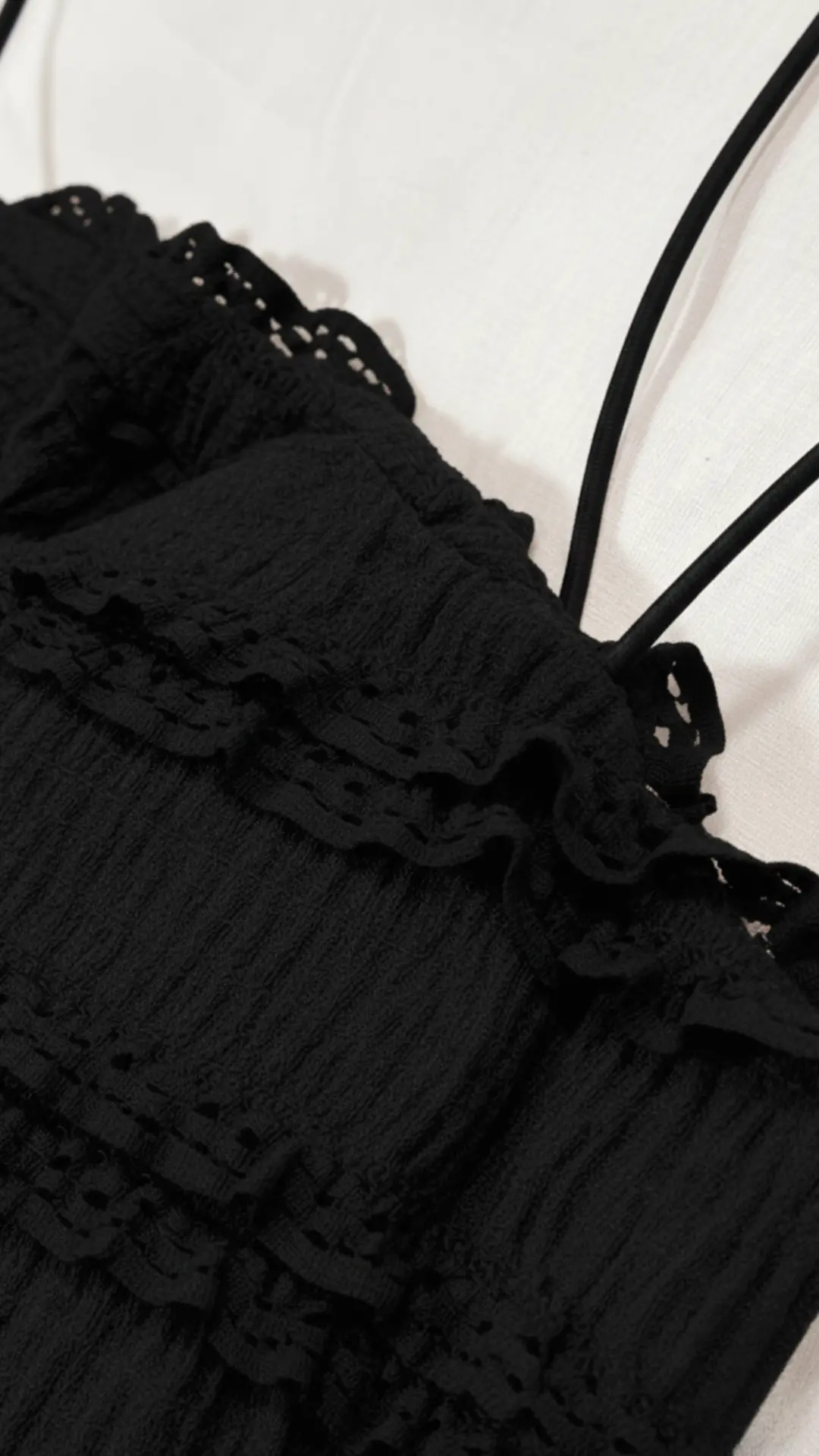 Glamorous Textured Ruffle Maxi Dress with Slit - Spaghetti Straps