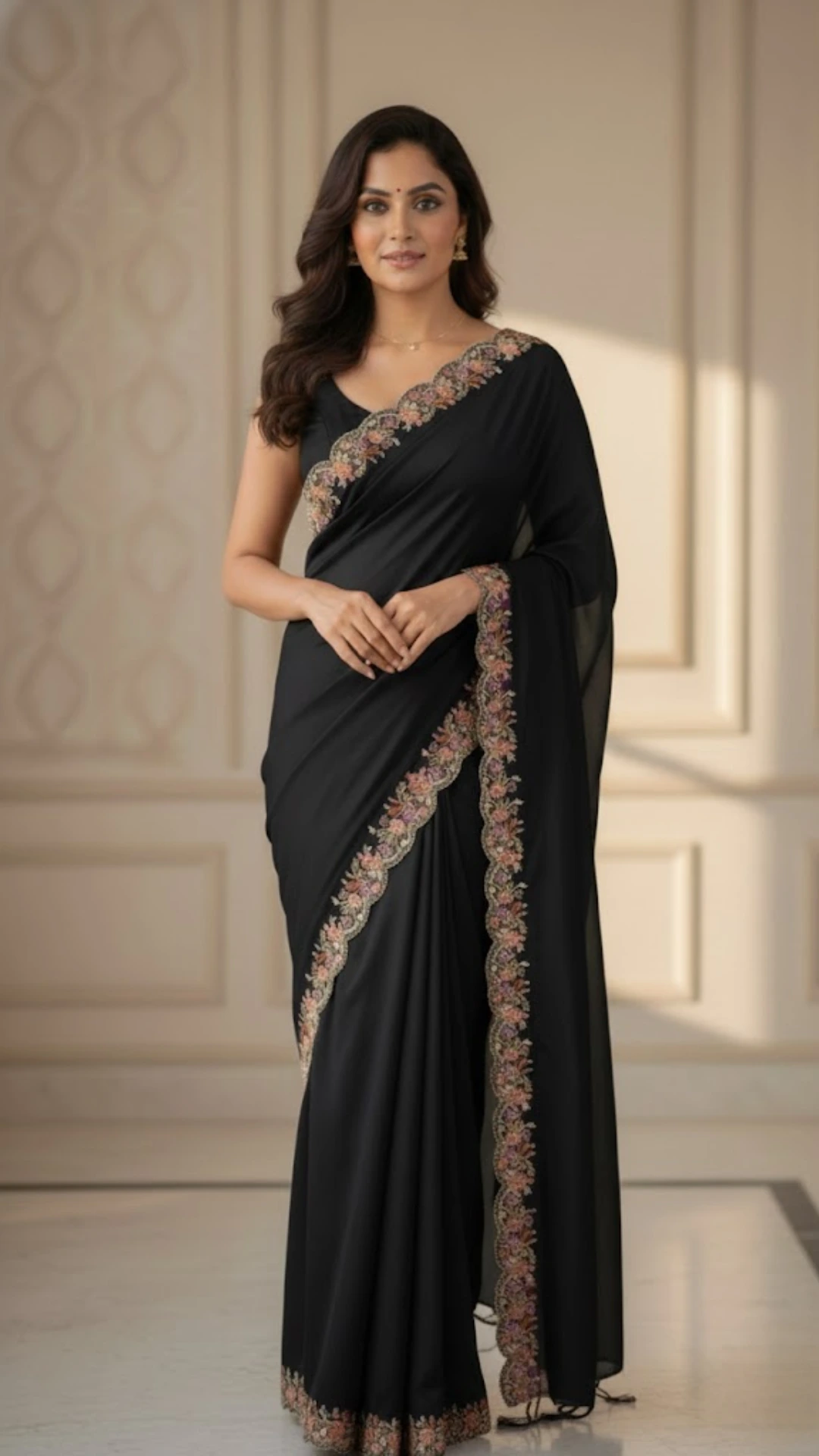Magenta and Black color fancy tussar silk saree with embroidery cutwork border
