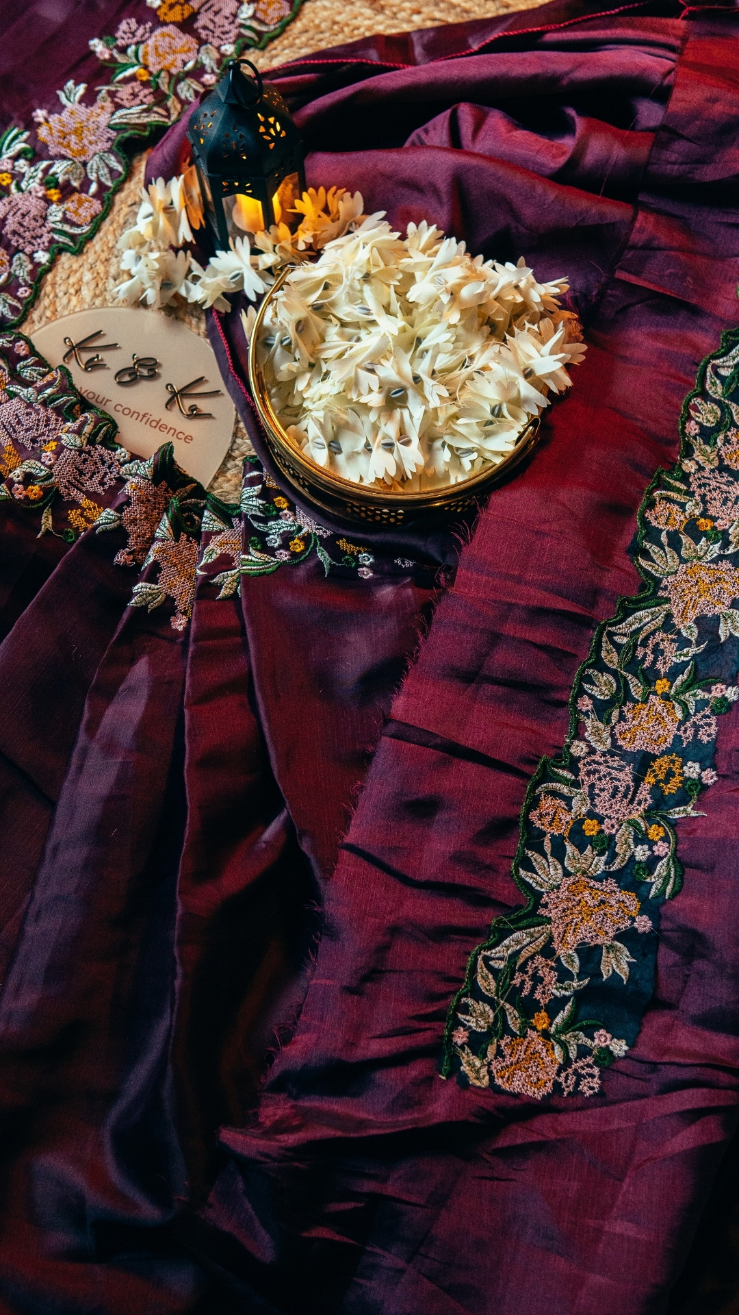 Fancy tussar silk saree with embroidery cutwork border