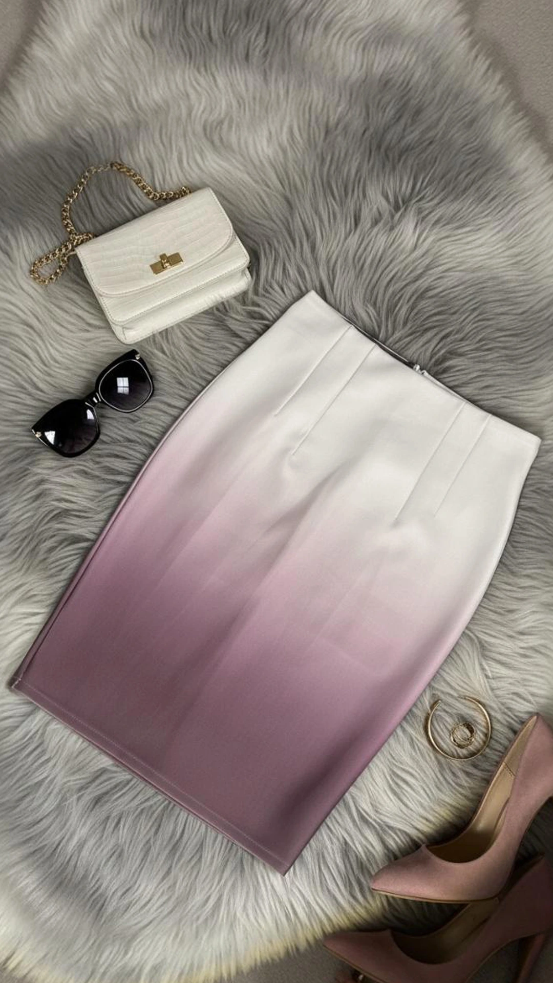 Ombre High-Waist Pencil Skirt with Straps