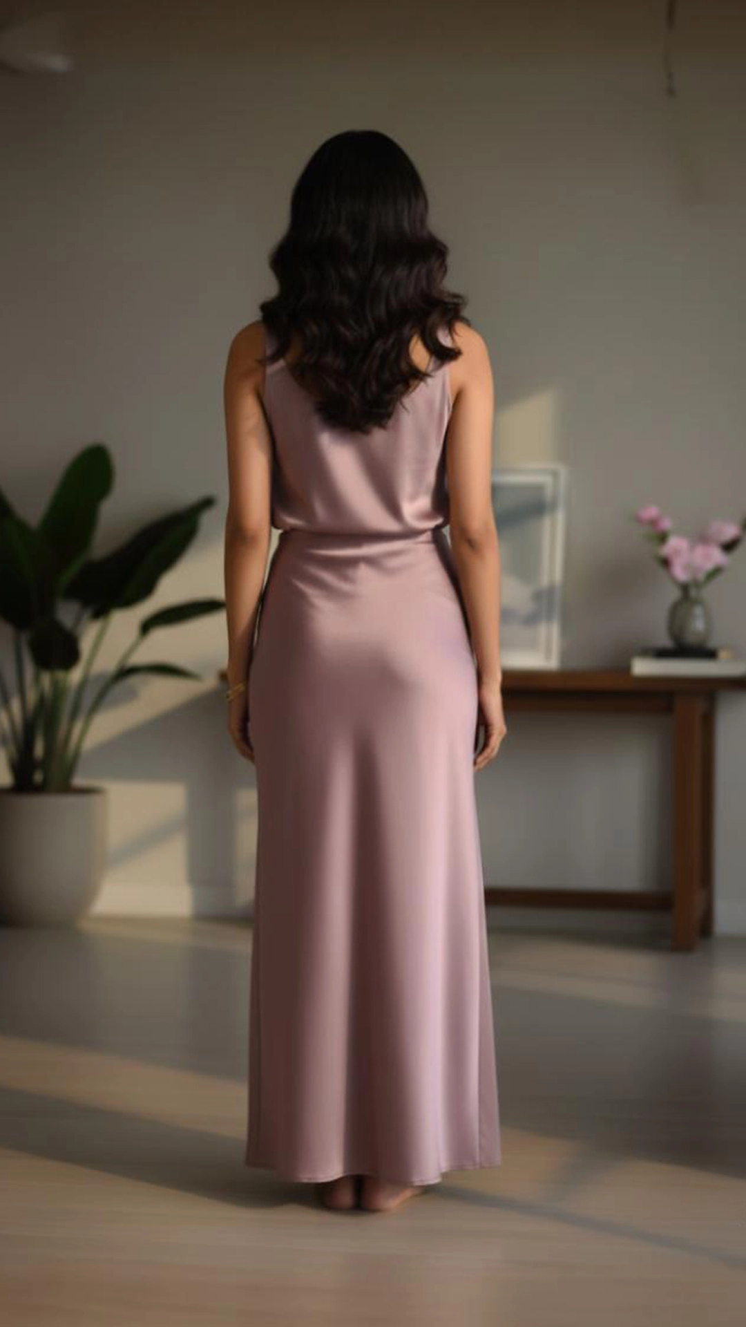 Elegant Silky Satin Slip Midi Skirt - High-Waist Flowy Fit