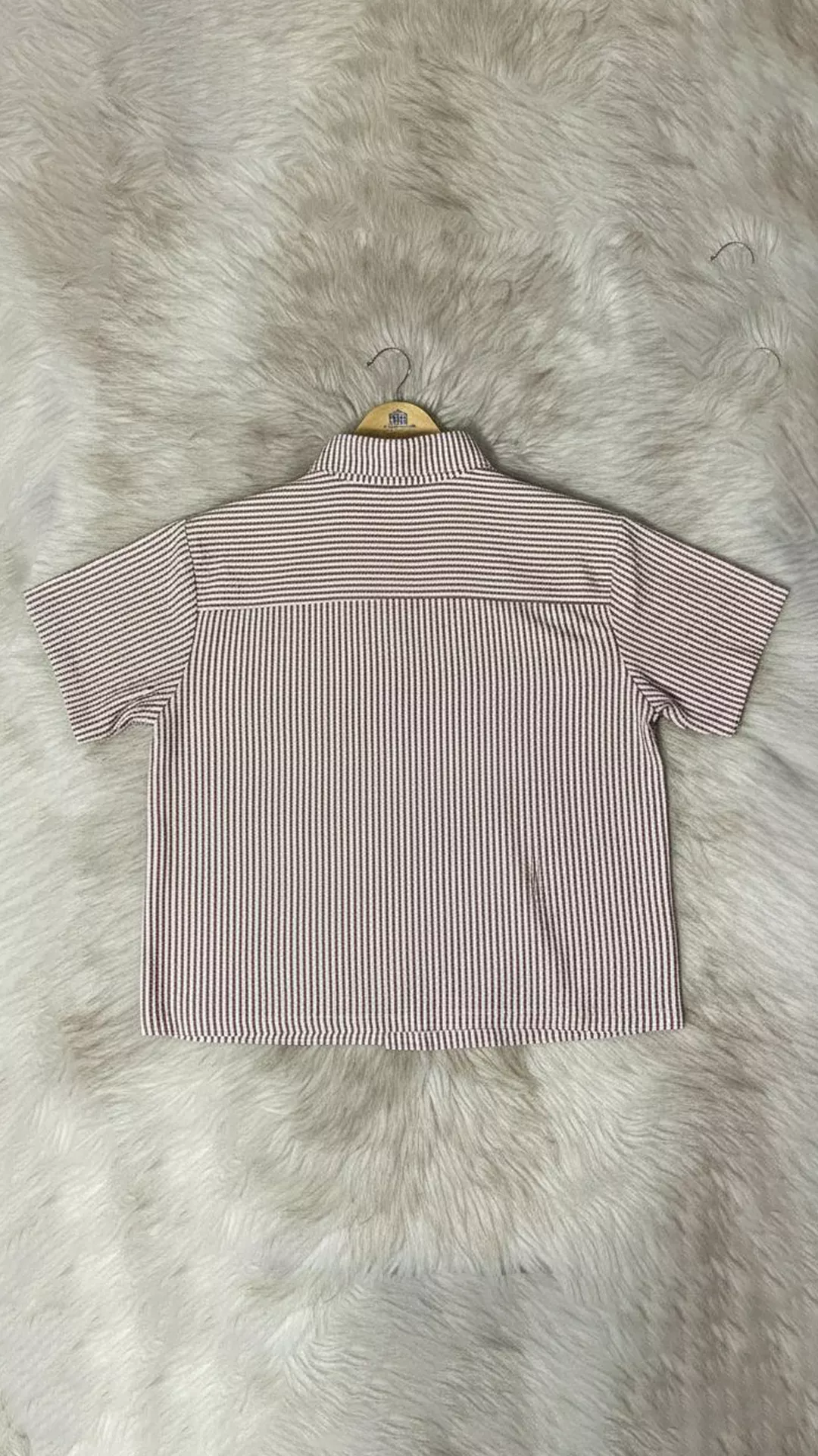 Relaxed Short-Sleeve Seersucker Shirt - Green Pink Stripe