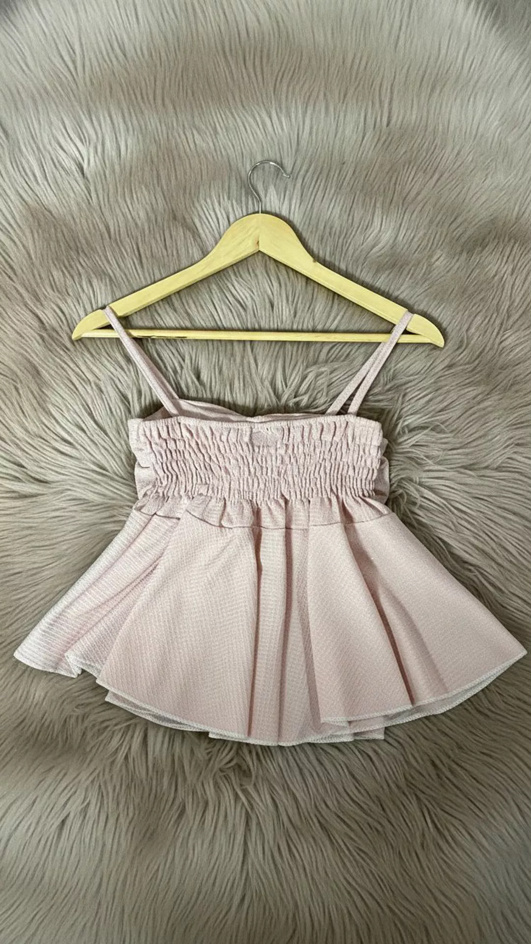 Romantic Ruched Bustier Peplum Top - Light Peach  Lilac Strappy Blouse