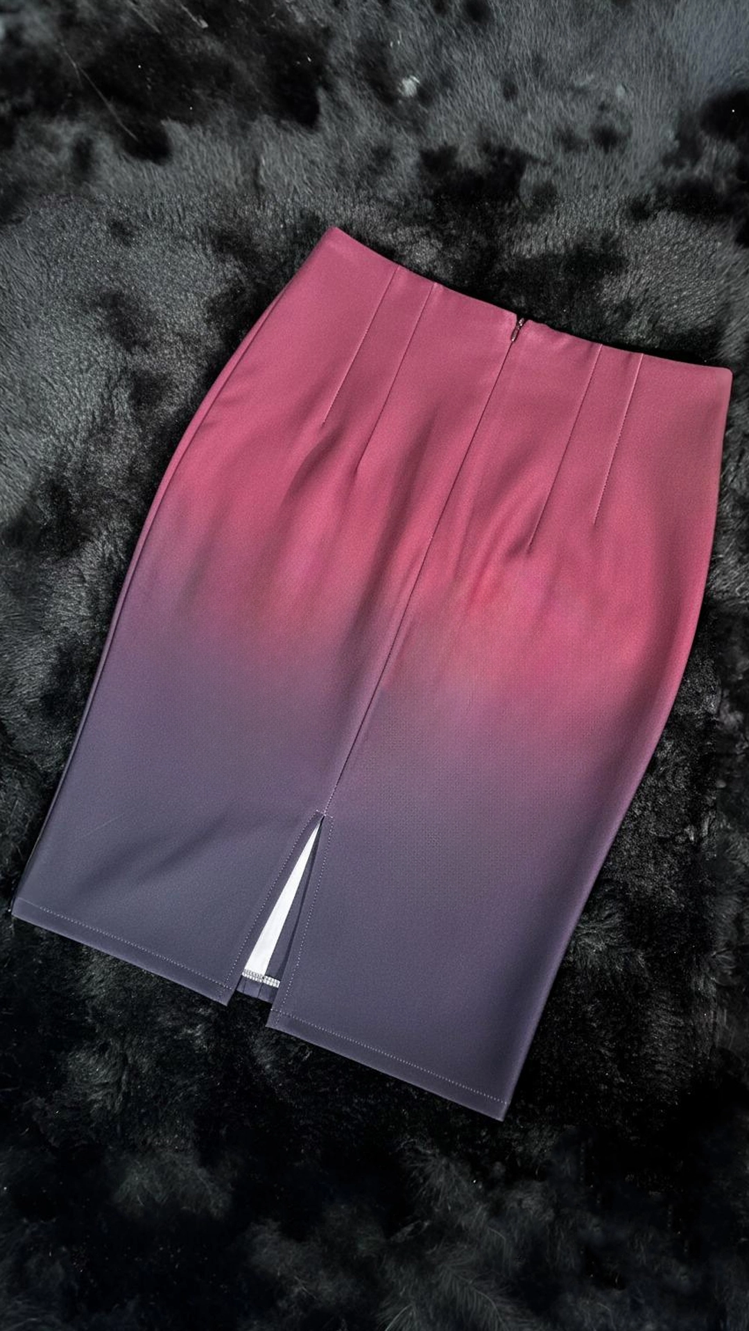 Ombre High-Waist Pencil Skirt with Straps