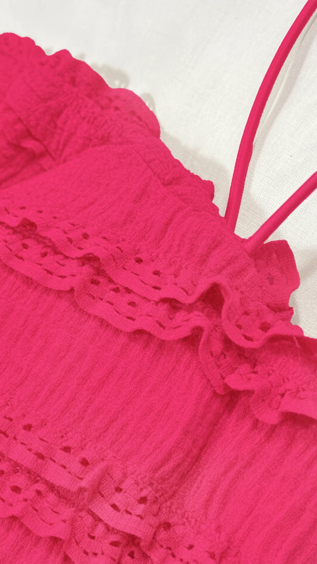 Glamorous Textured Ruffle Maxi Dress with Slit - Spaghetti Straps