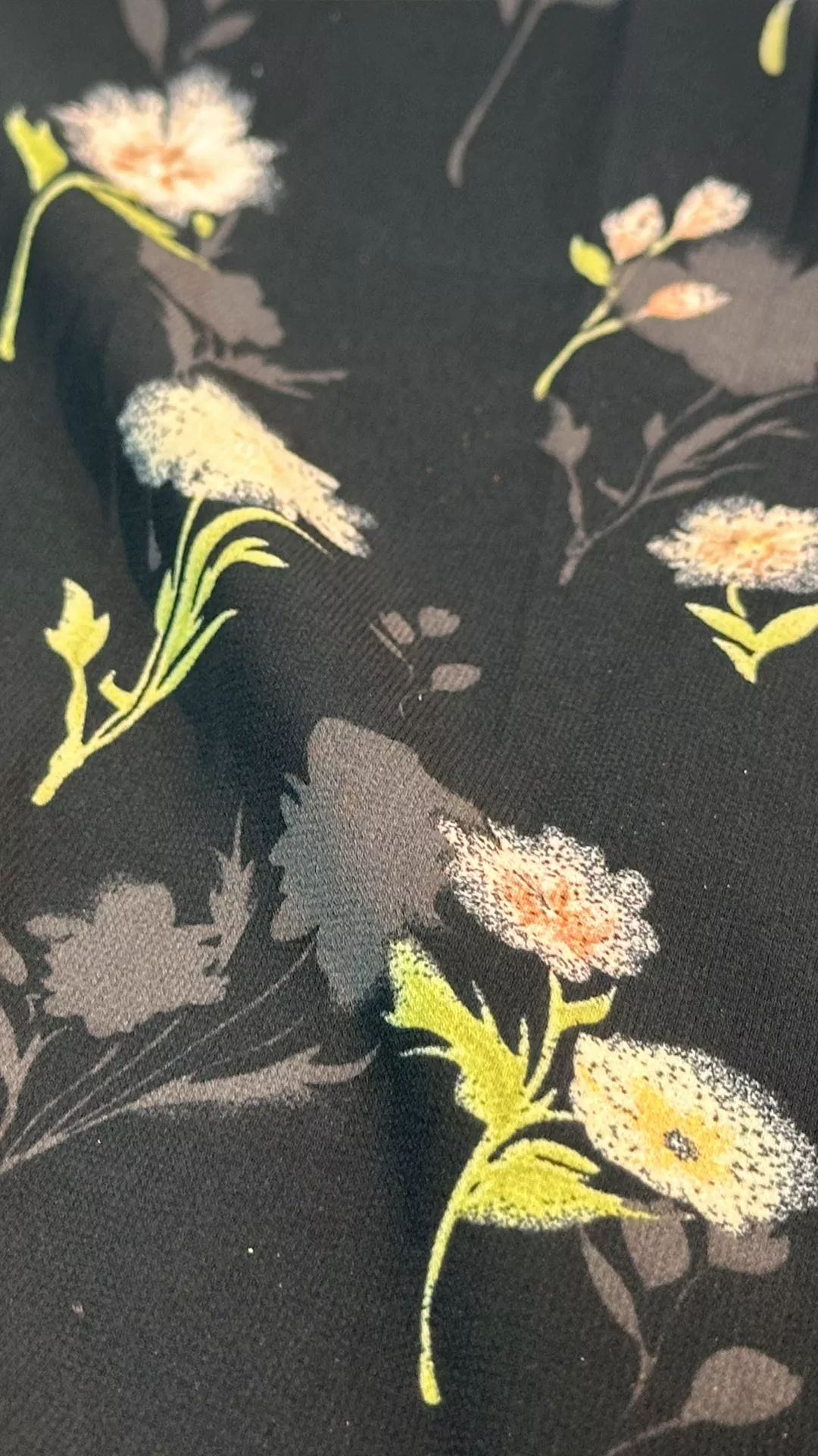 Romantic Black Floral Print Ruffle Hem Skirt - Midi Length