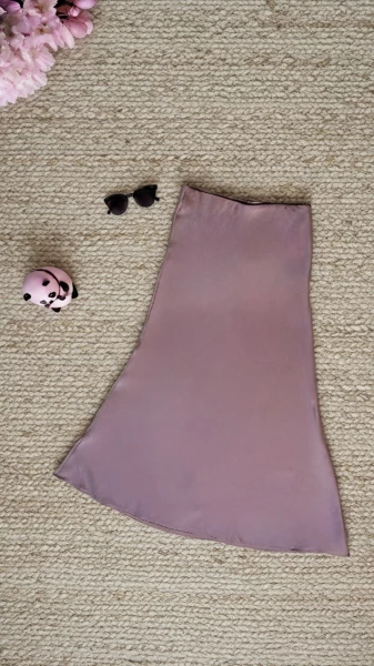 Image of Elegant Silky Satin Slip Midi Skirt - High-Waist Flowy Fit