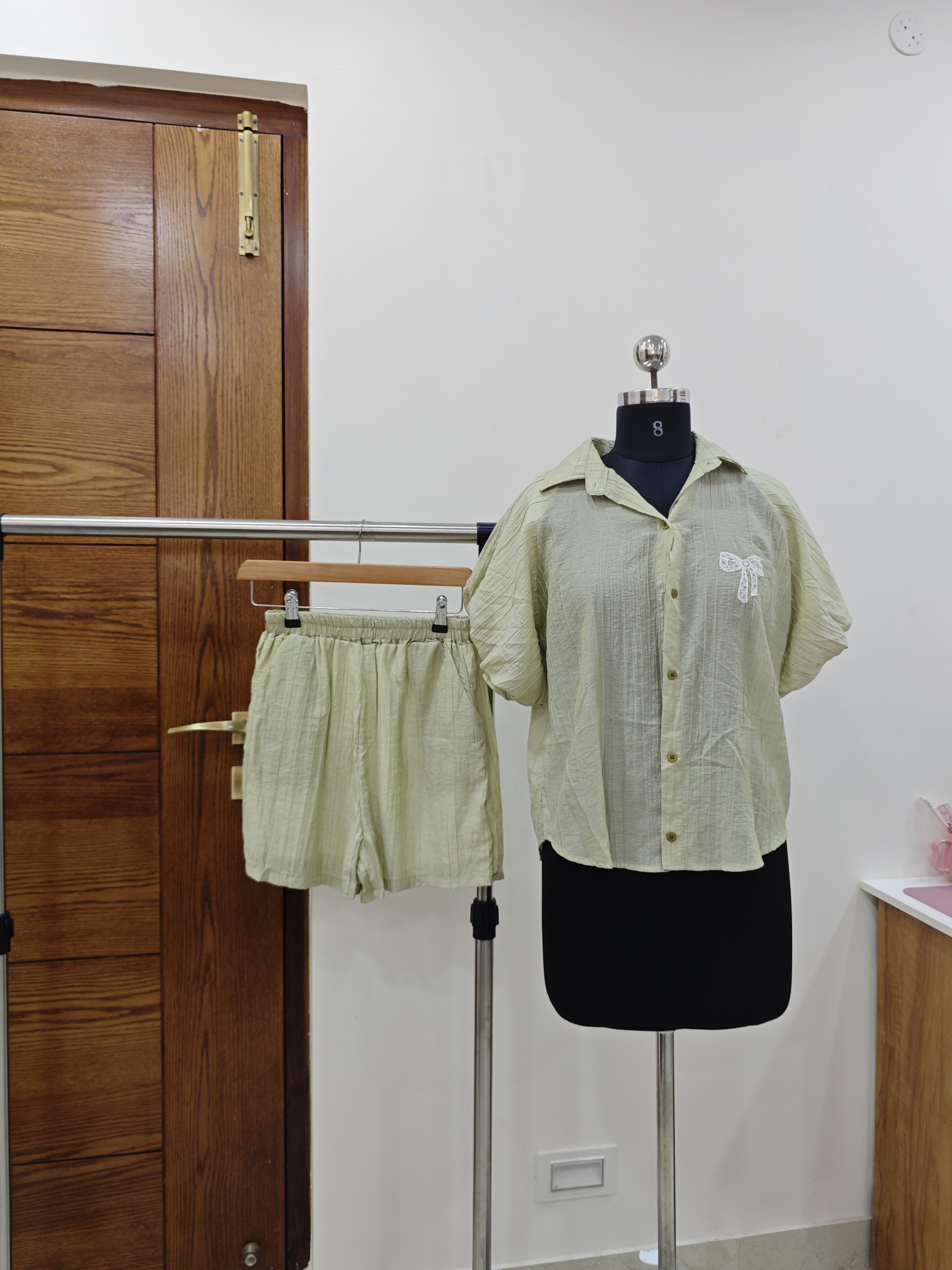 Lunara Bow Detail Shirt Shorts Co-ord Set