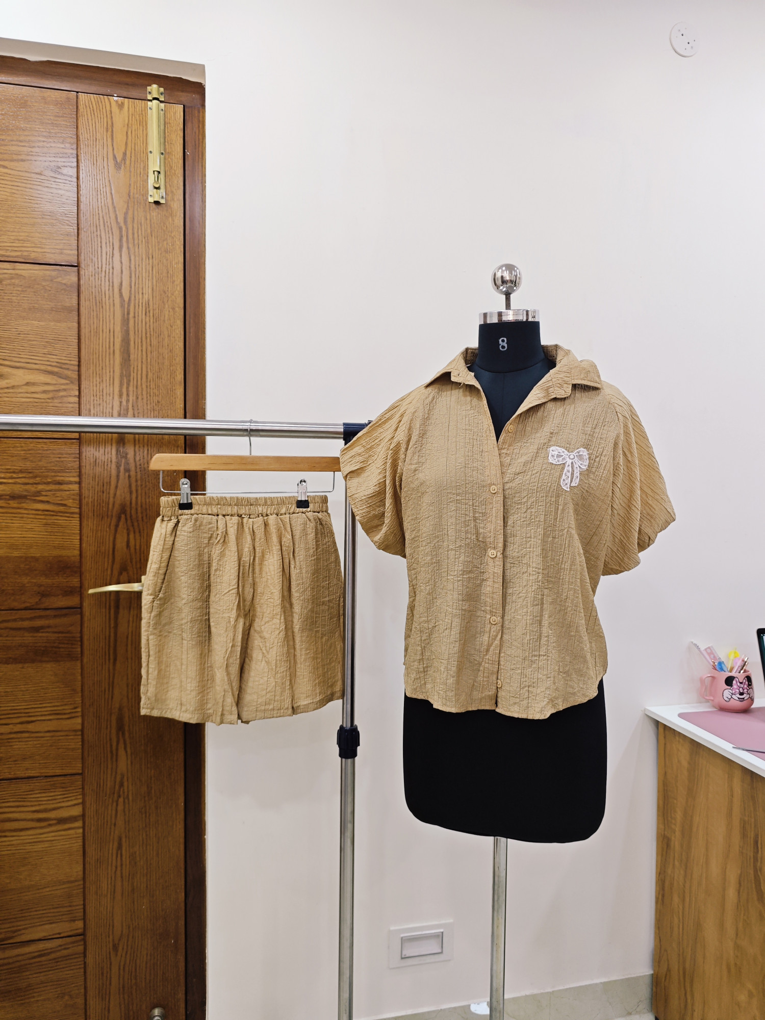 Lunara Bow Detail Shirt  Shorts Co-ord Set