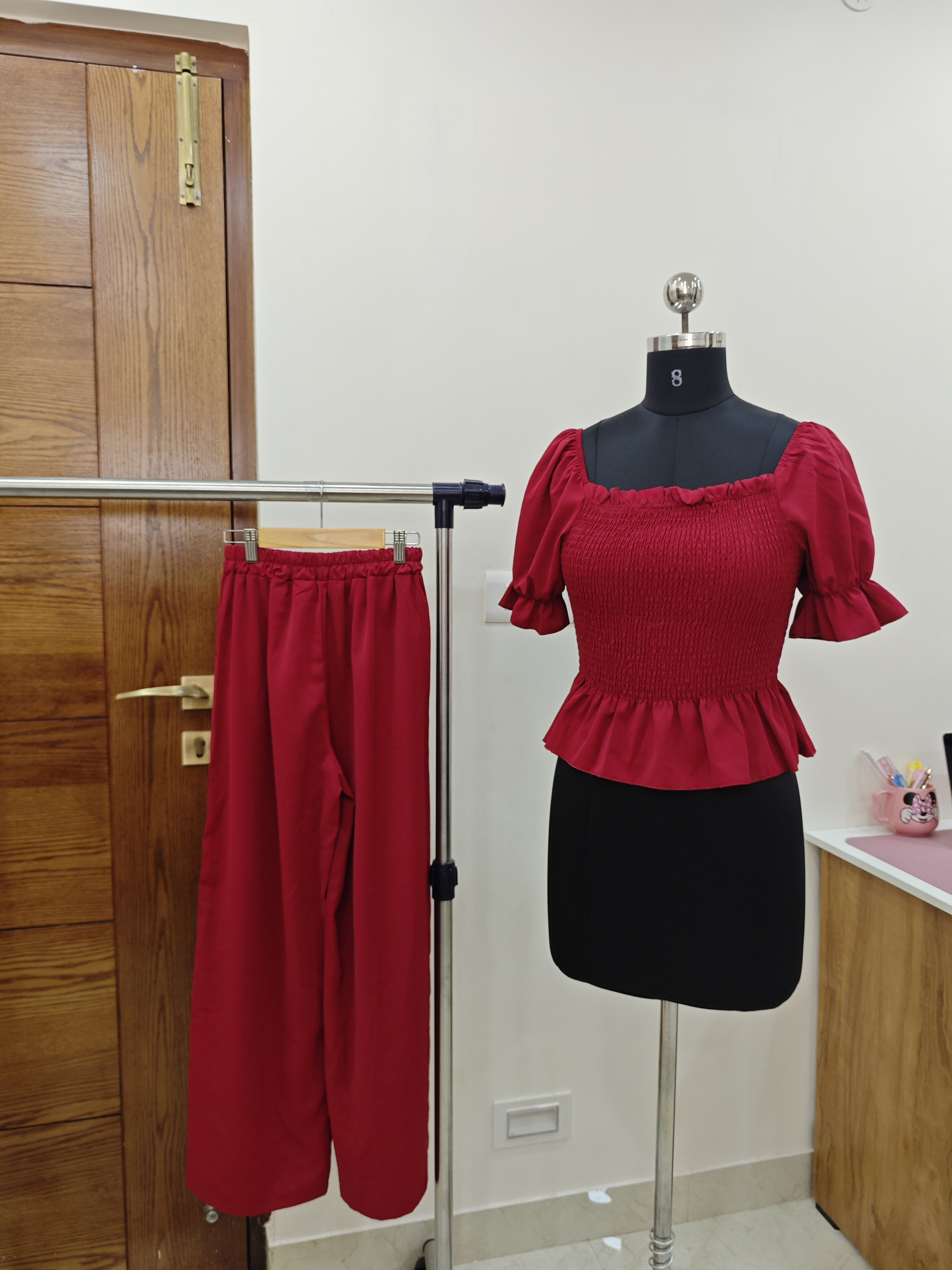 Veloura Smocked Peplum Co-ord Set