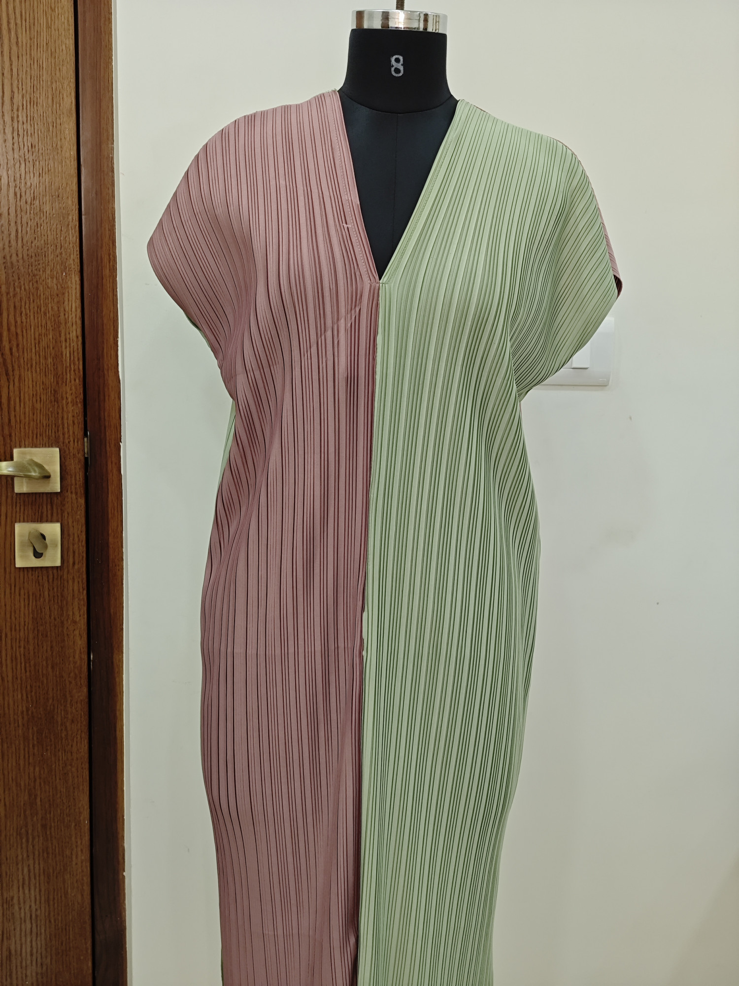 Dual Tone Pleated Flow Dress