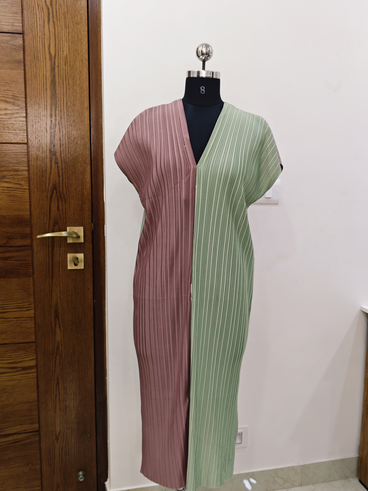 Dual Tone Pleated Flow Dress