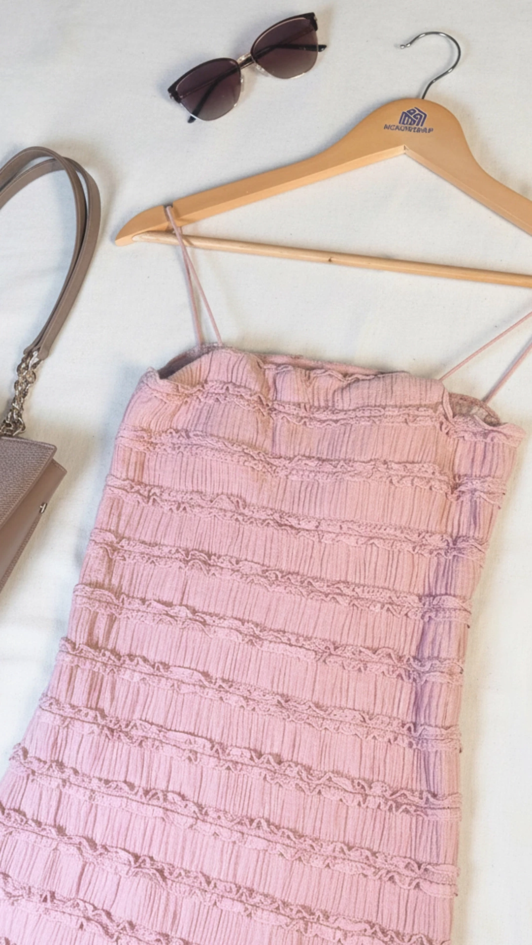 Glamorous Textured Ruffle Maxi Dress with Slit - Spaghetti Straps