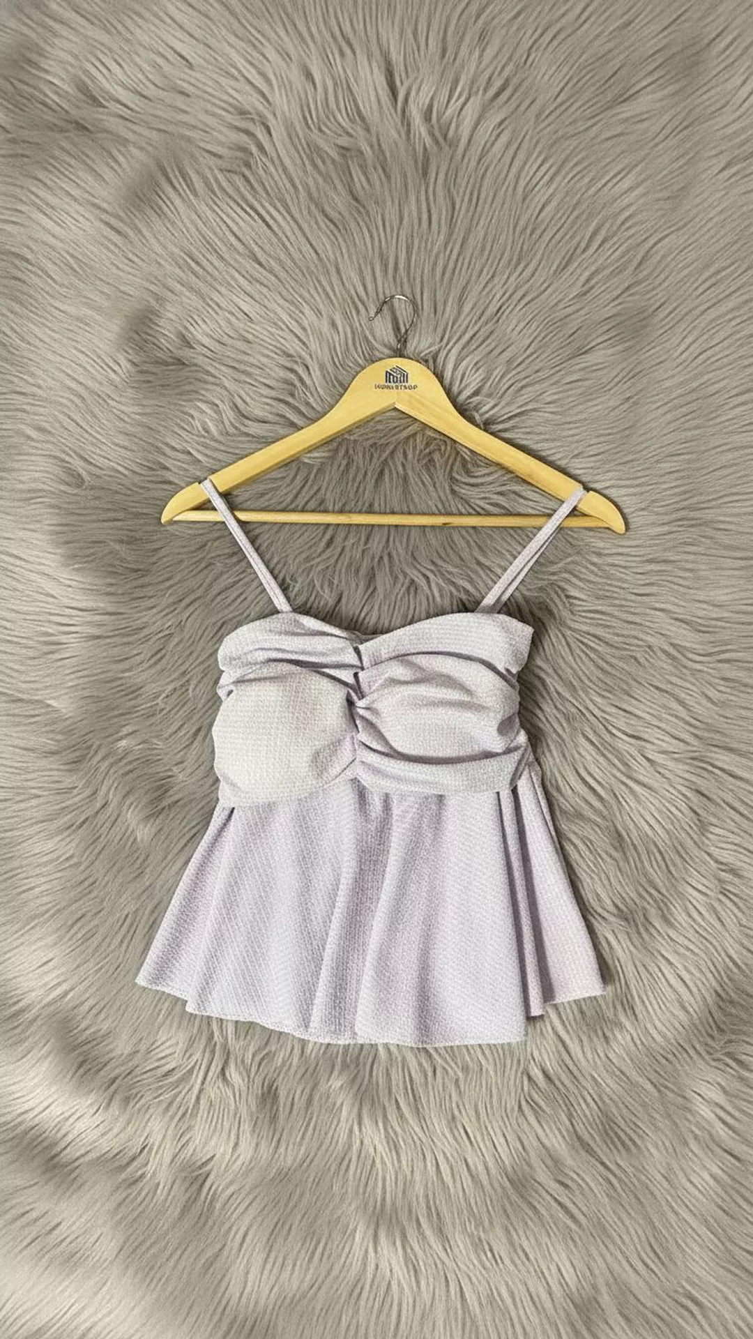 Romantic Ruched Bustier Peplum Top - Light Peach  Lilac Strappy Blouse