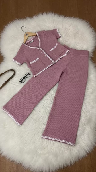 Image of Trendy Pastel Pink Abstract Co-ord Set for Women - Effortless Style