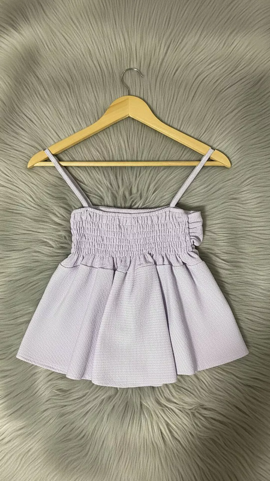 Romantic Ruched Bustier Peplum Top - Light Peach Lilac Strappy Blouse