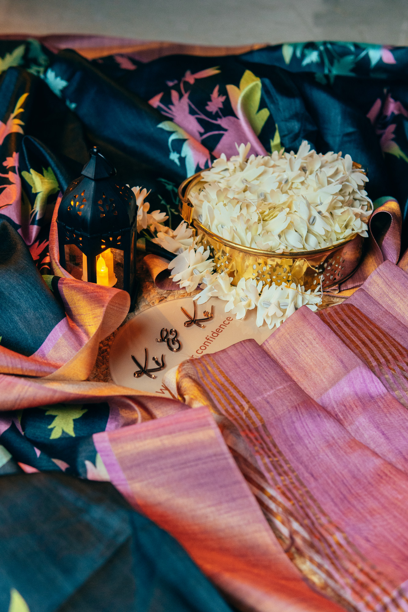 Black Tussar Silk Saree with Neon Kalamkari Print