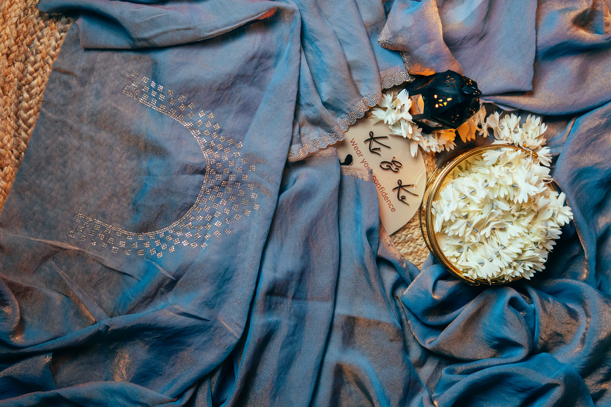 Midnight aurora space silk saree