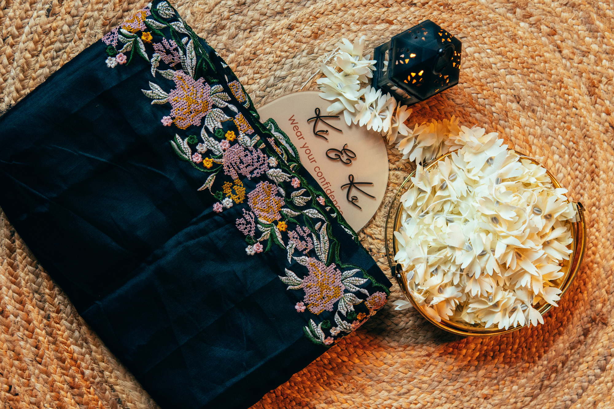 Fancy tussar silk saree with embroidery cutwork border