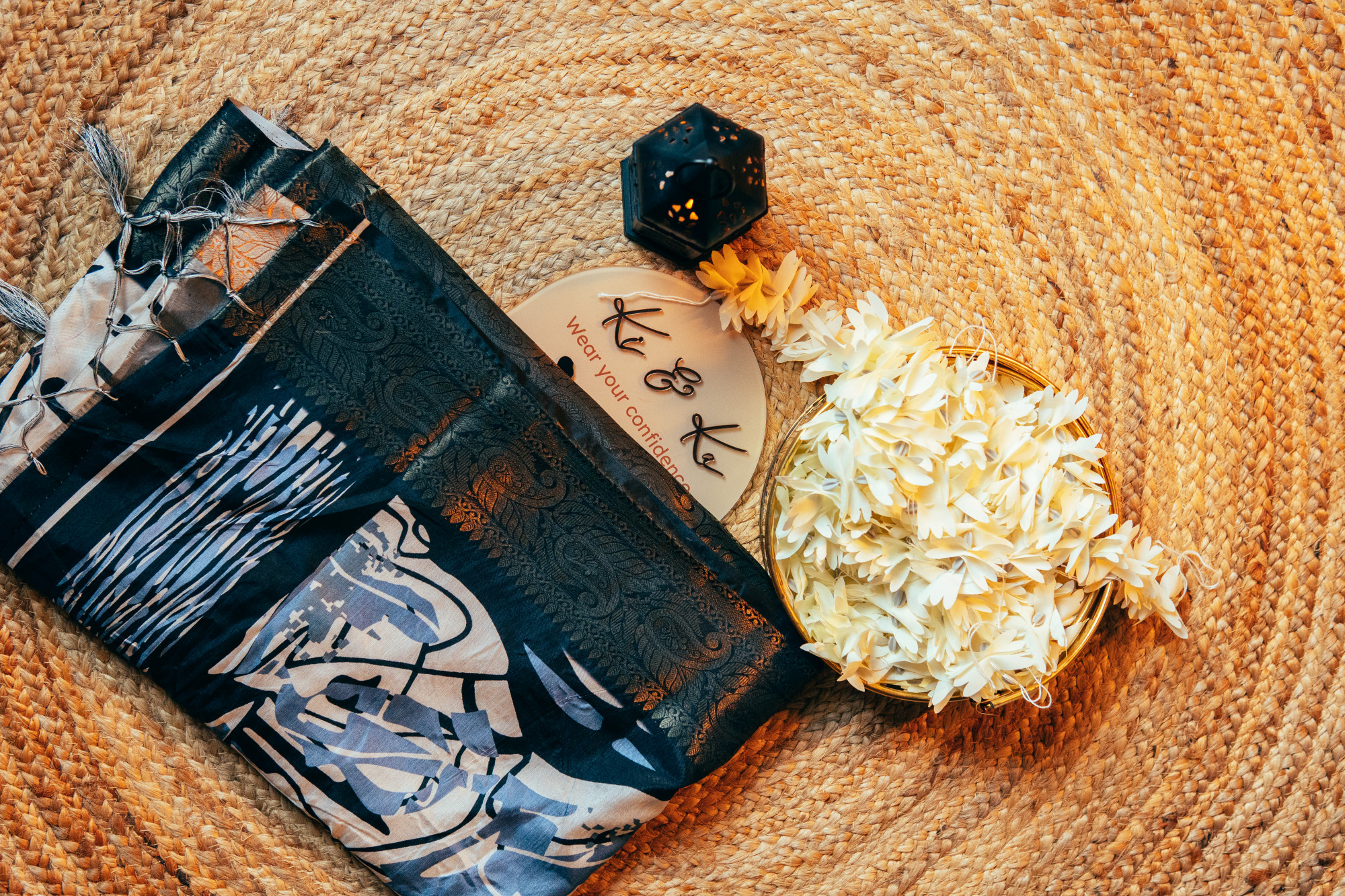 Tussar silk saree with zari motif border