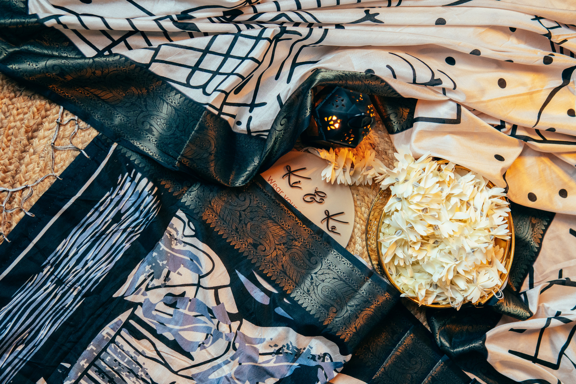 Tussar silk saree with zari motif border