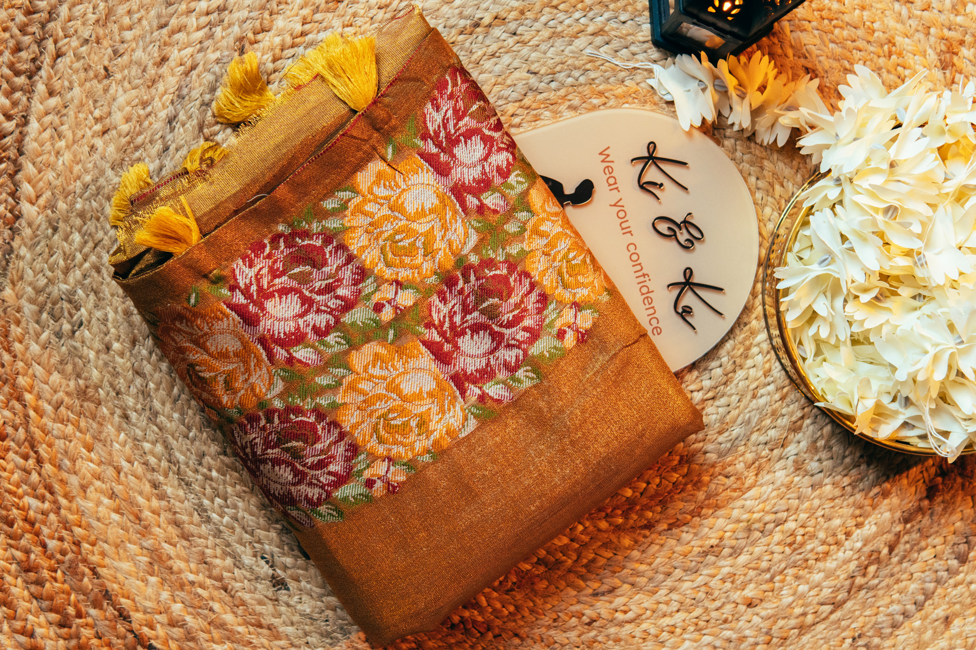 Tussar Tissue silk saree with floral weaving work