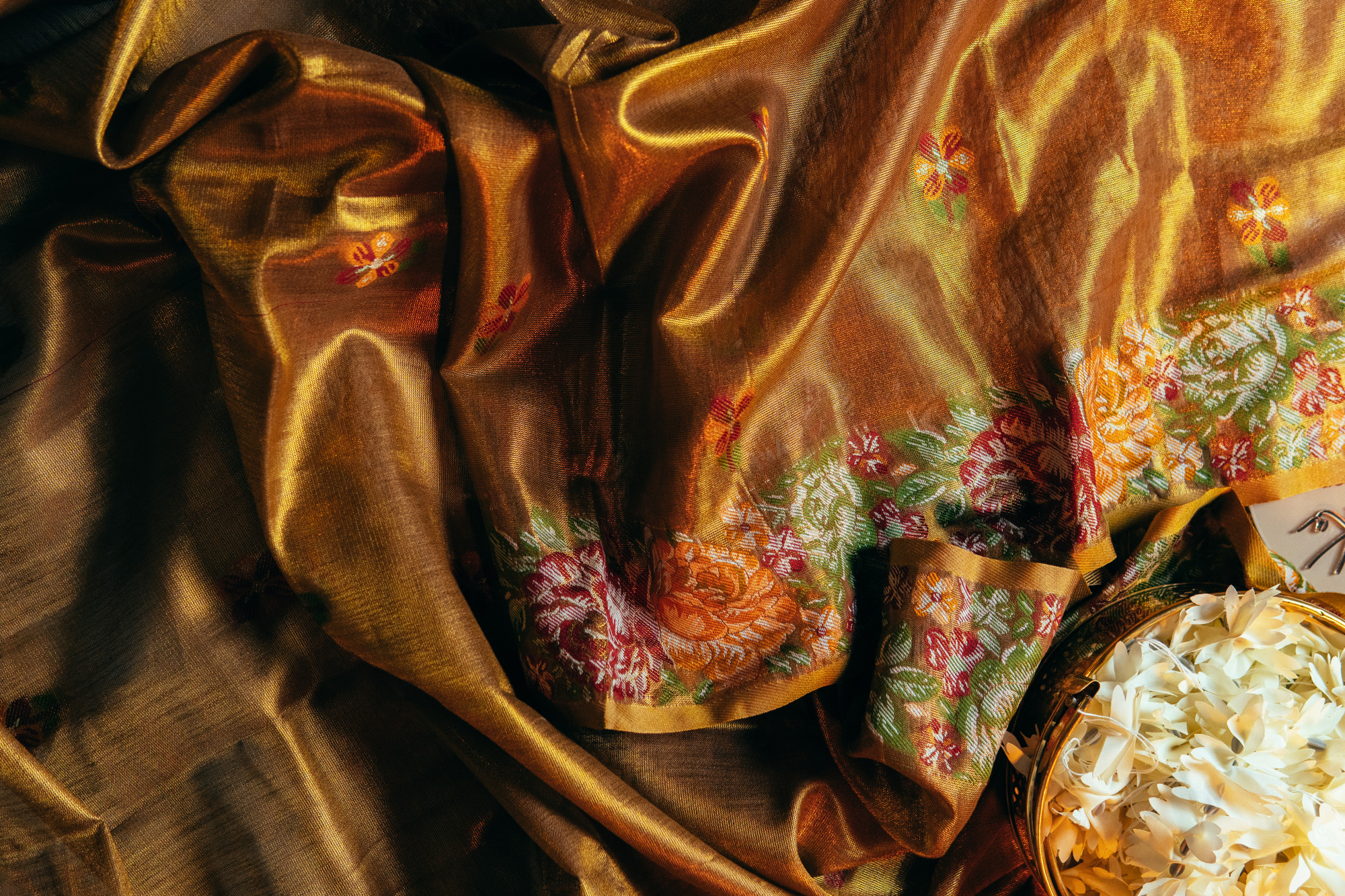 Tussar Tissue silk saree with floral weaving work