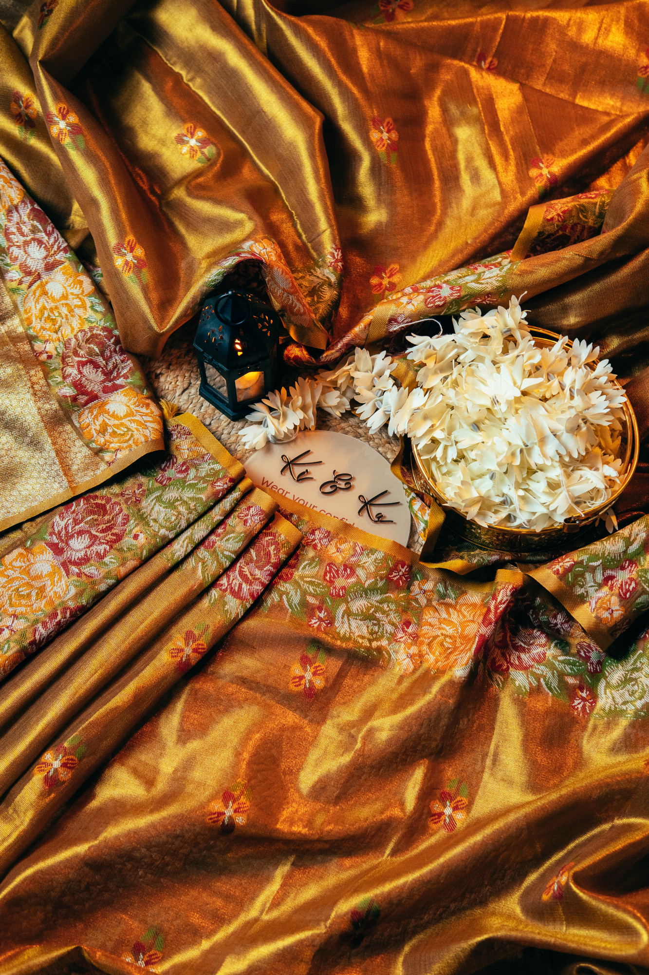 Tussar Tissue silk saree with floral weaving work