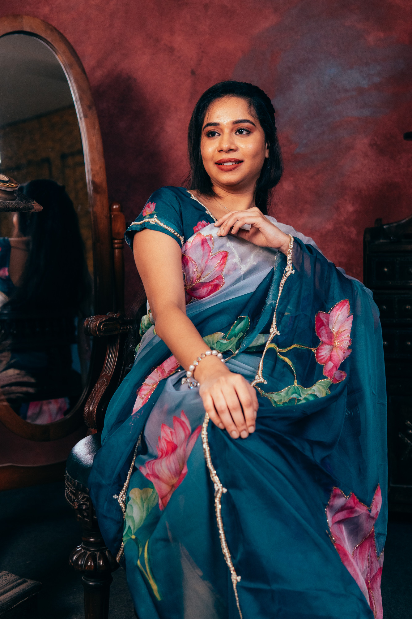 Lotus Whisper Organza silk saree