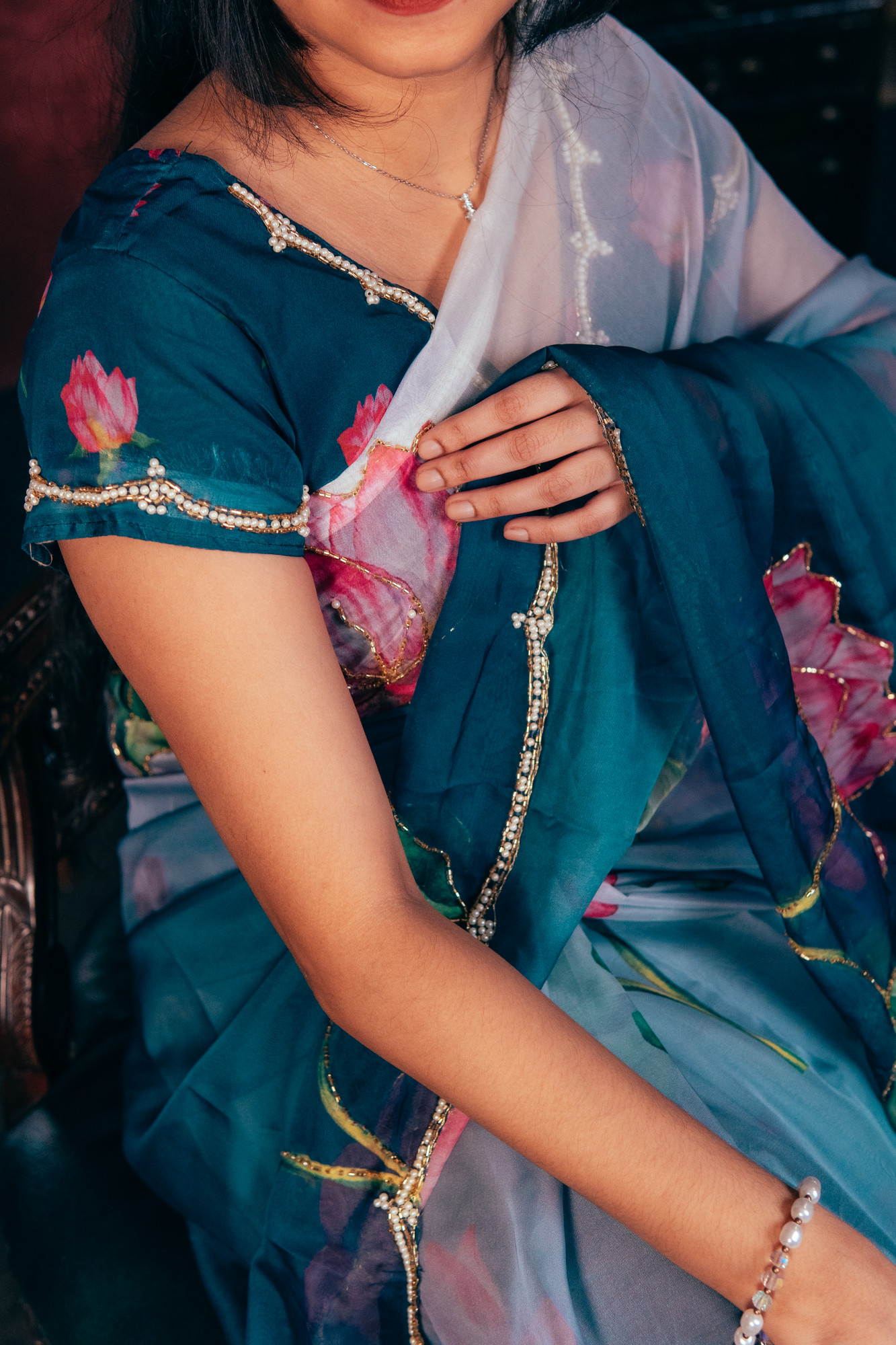 Lotus Whisper Organza silk saree