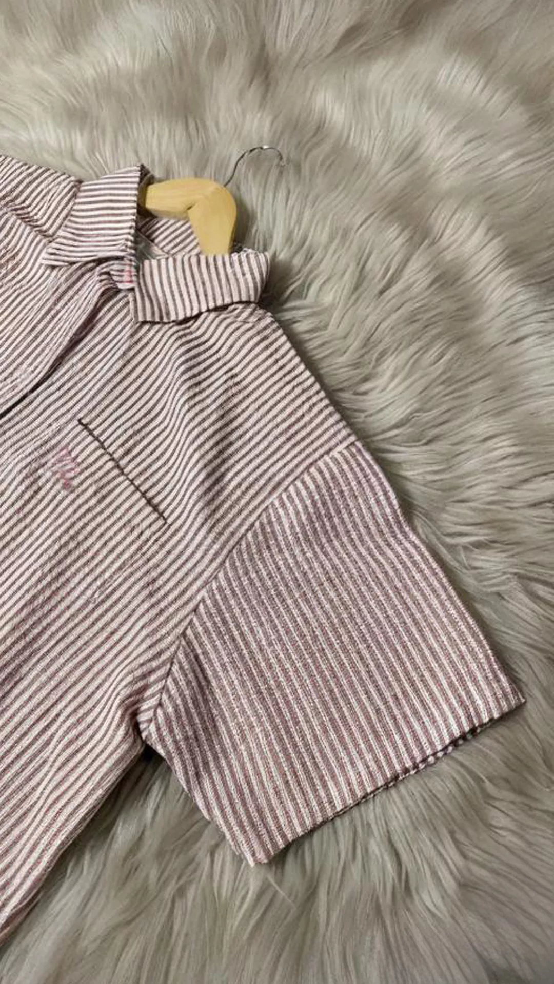 Relaxed Short-Sleeve Seersucker Shirt - Green Pink Stripe