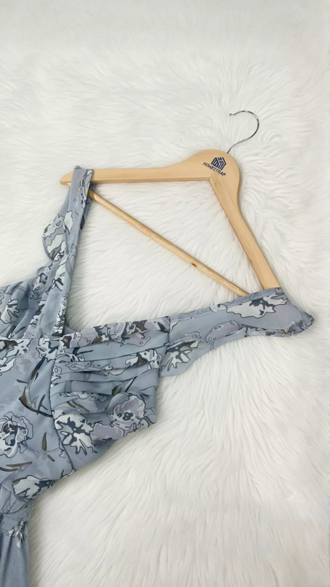 Blue Floral Ruffle Maxi Dress - Teal  White Print