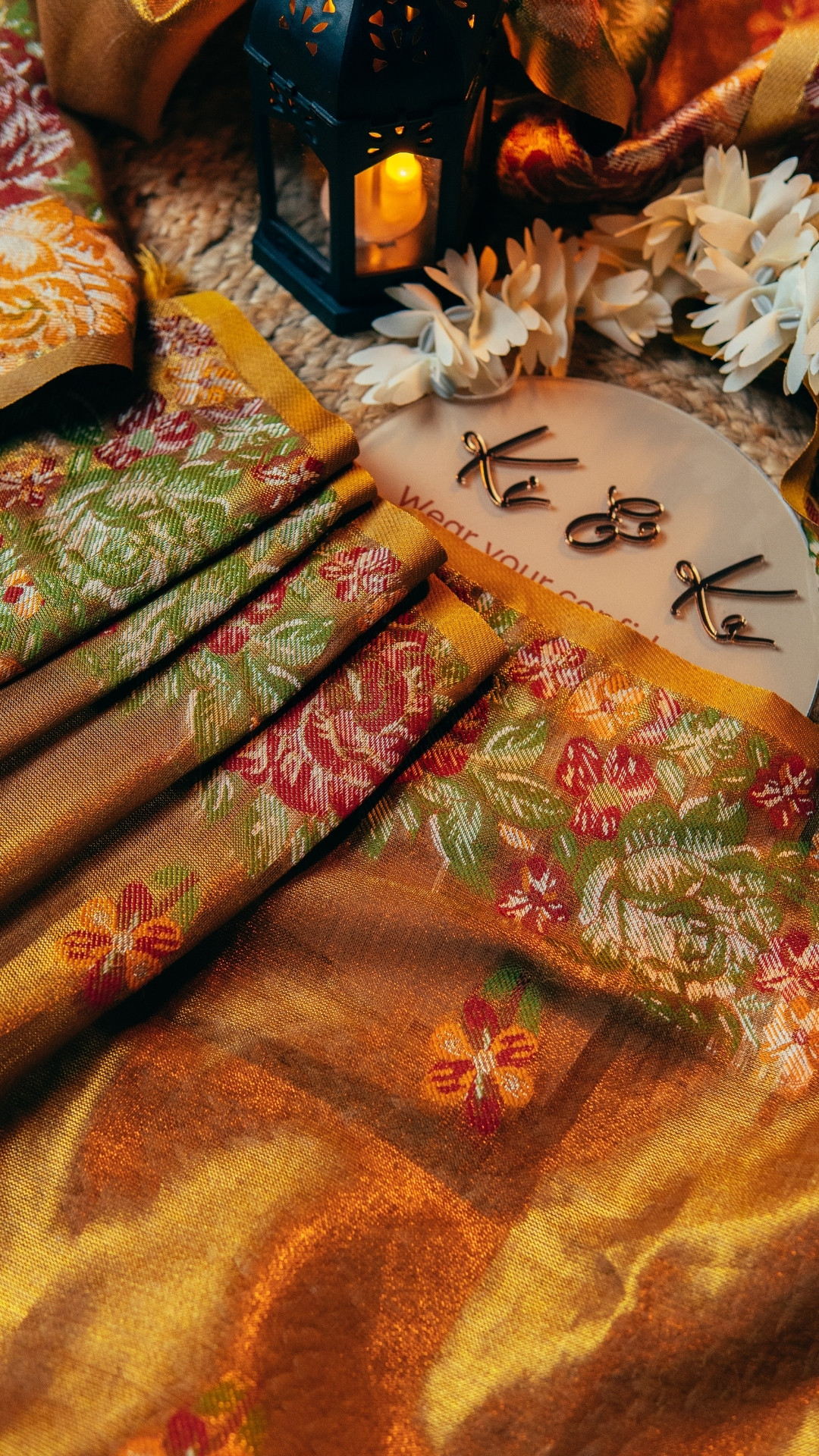 Tussar Tissue silk saree with floral weaving work