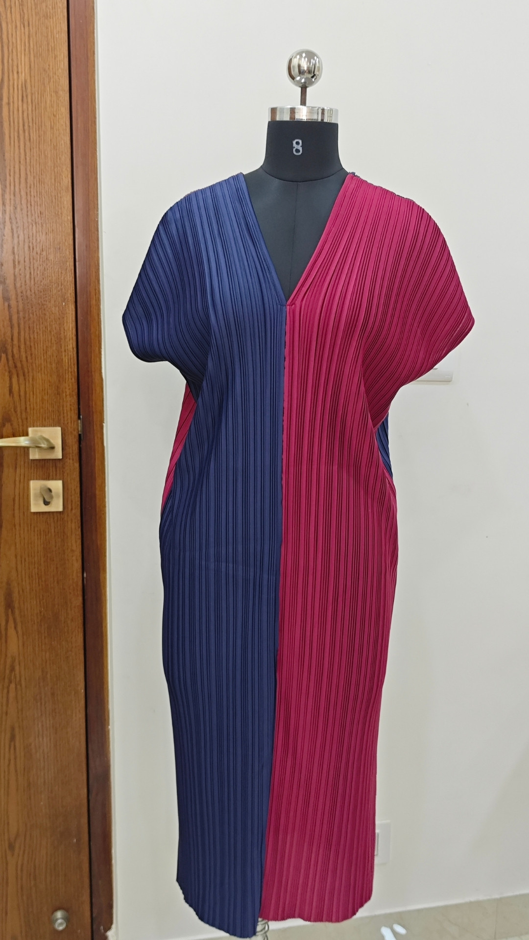 Dual Tone Pleated Flow Dress