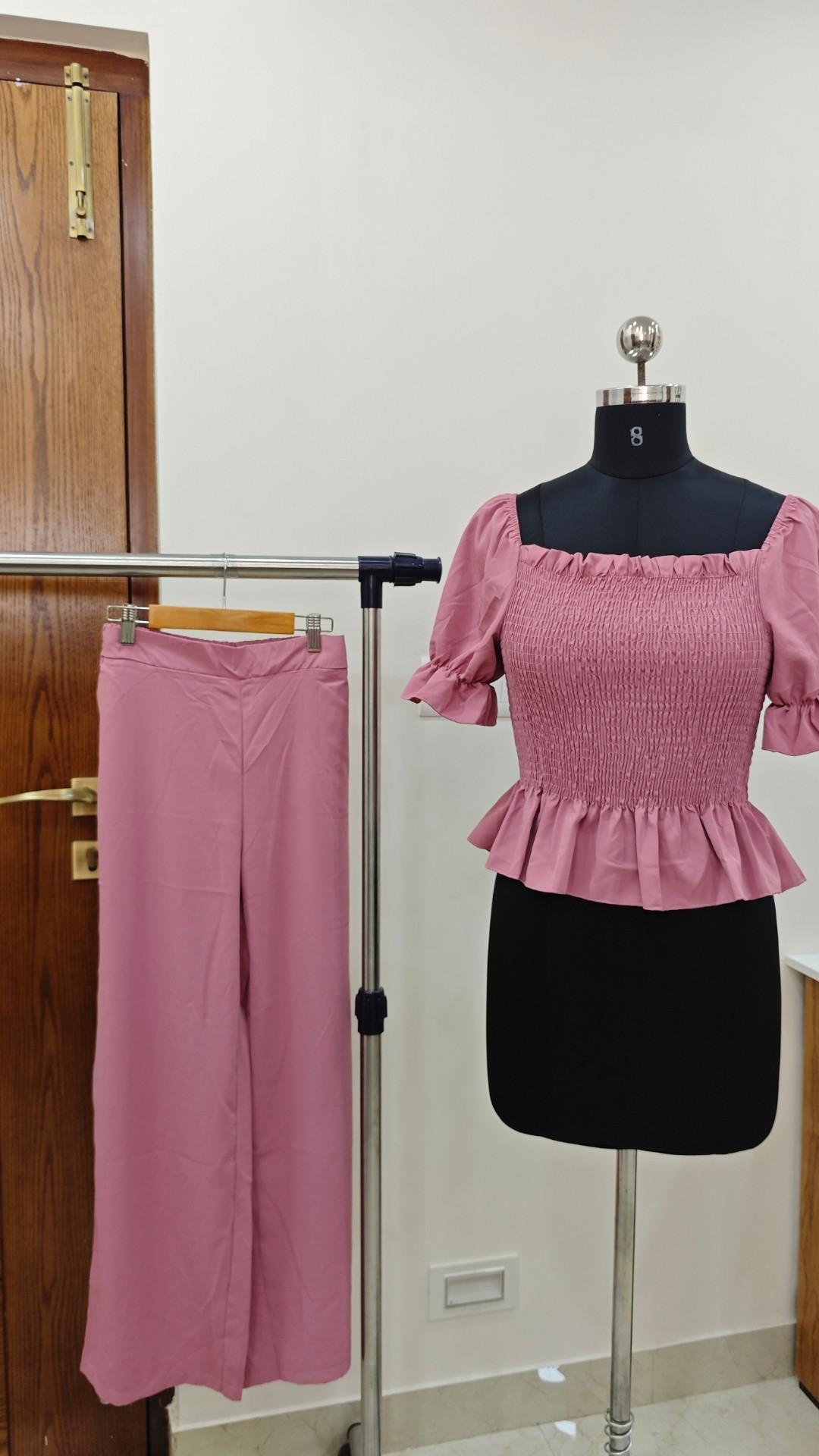Veloura Smocked Peplum Co-ord Set